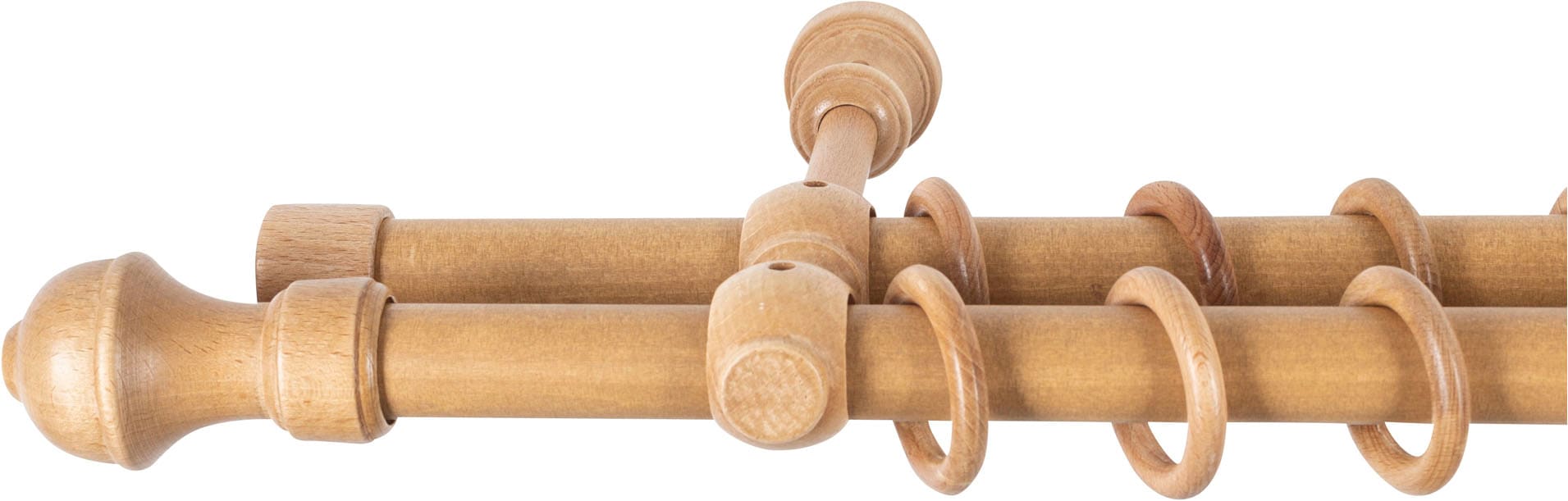 SN DECO GROUP Gardinenstange »Ares« 2 läufig-läufig Fixmass 28 mm, Holz, verschiedene Längen und Farben, Komplettset