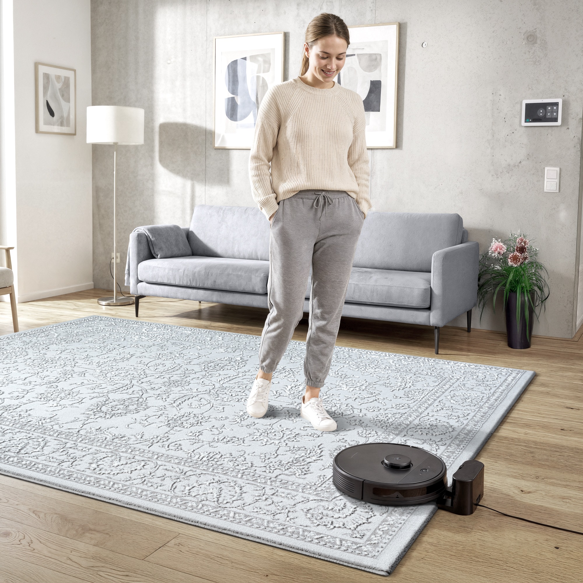 Sanat Teppich »Harmony 3221, auch als Läufer und rund« rechteckig 12 mm Höhe Wohnzimmer, Kurzflor, modern,  Orient Optik, Schlafzimmer