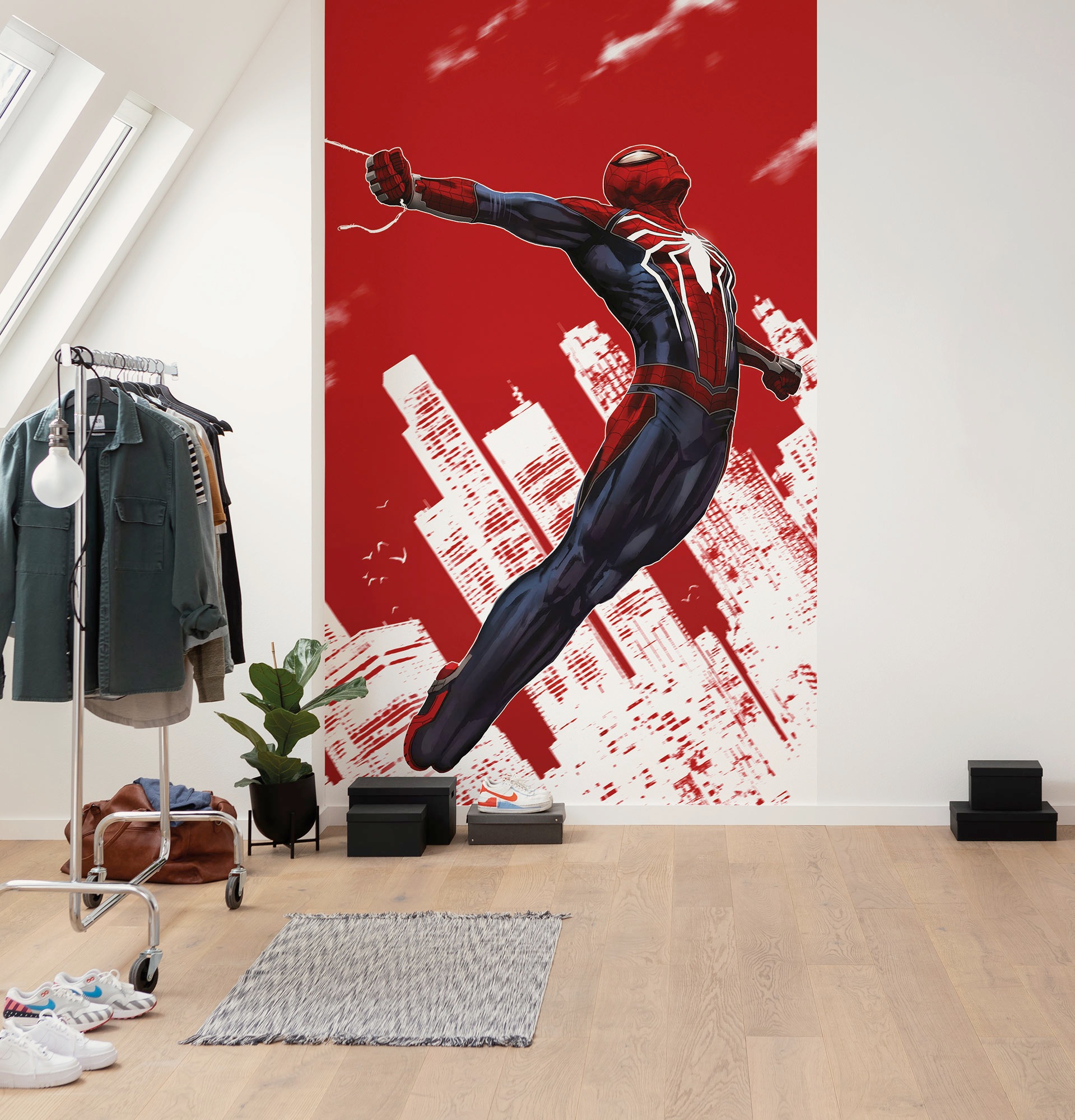 Image of Komar Kindertapete "Marvel Spider-Man Red Swing" bedruckt glatt