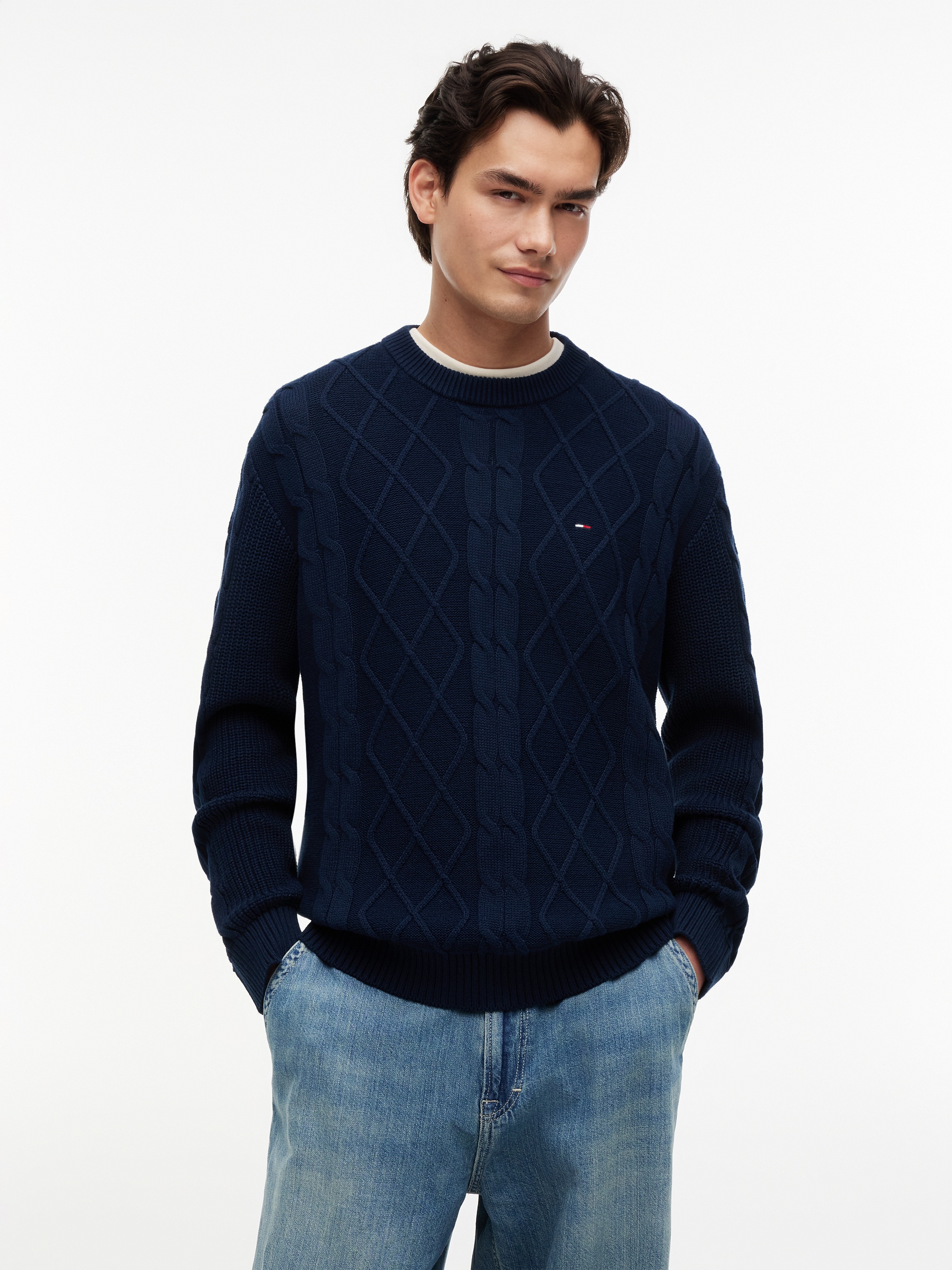 Image of Tommy Jeans Rundhalspullover "TJM REGULAR CLASSIC FLAG CABLE"