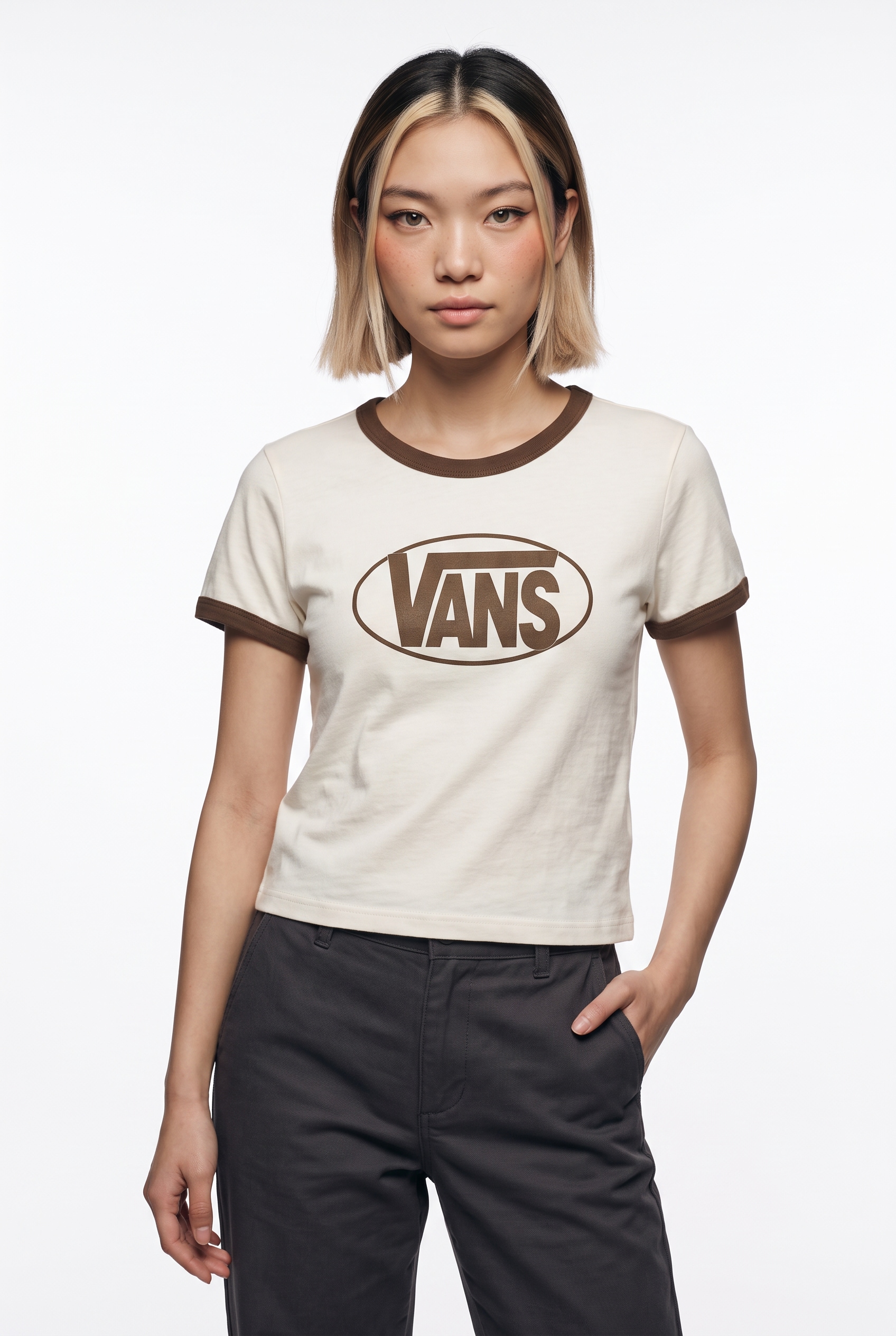 Image of Vans T-Shirt "CENTER CHEST RINGER SS TEE" für Sportmode und Outdoormode, mit Rundhalsausschnitt, Kurzarm