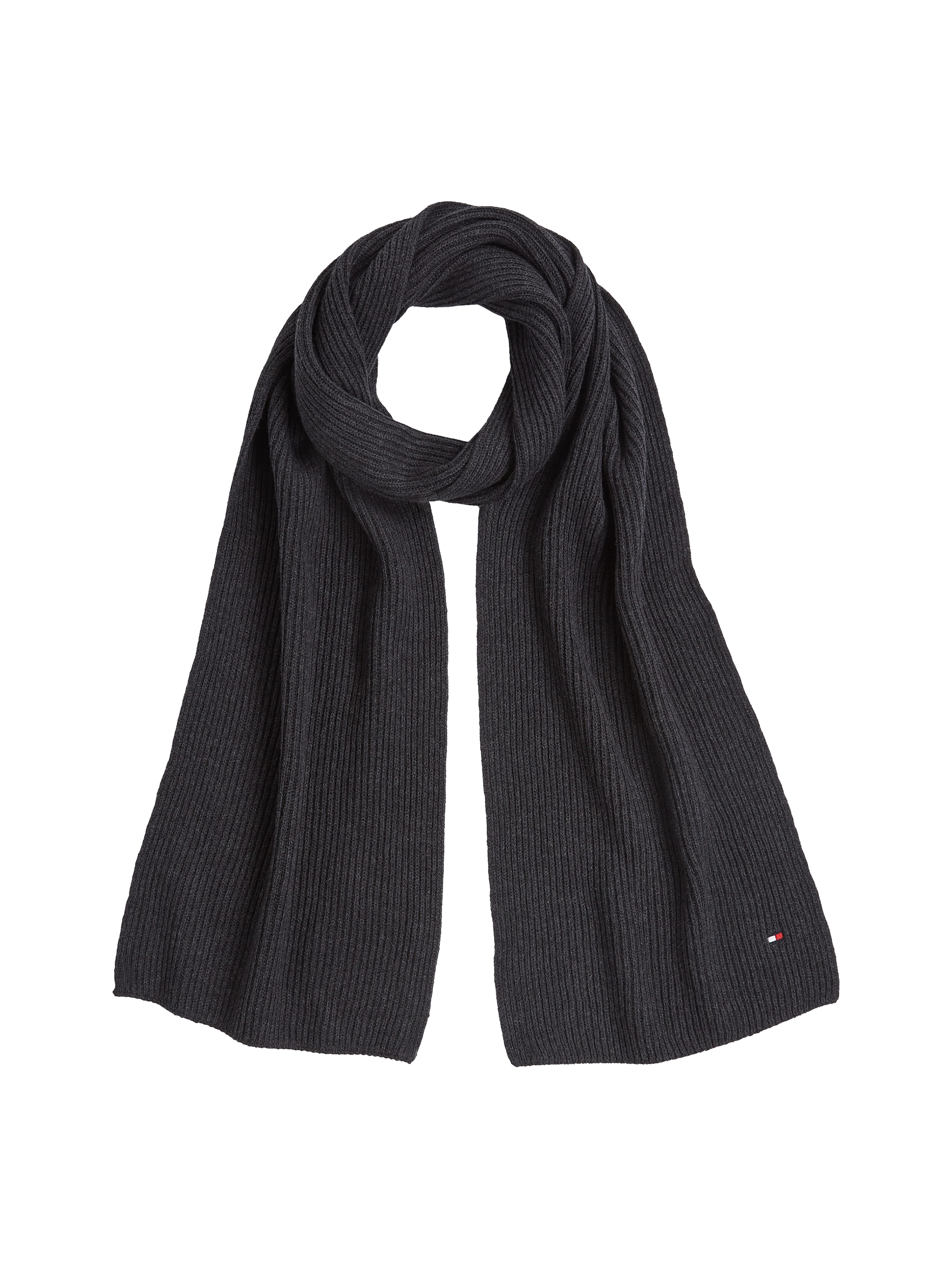 Tommy Hilfiger Strickschal »TH FLAG PIMA COTTON CASH SCARF« mit Logostickerei, mit Kaschmiranteil Unisex