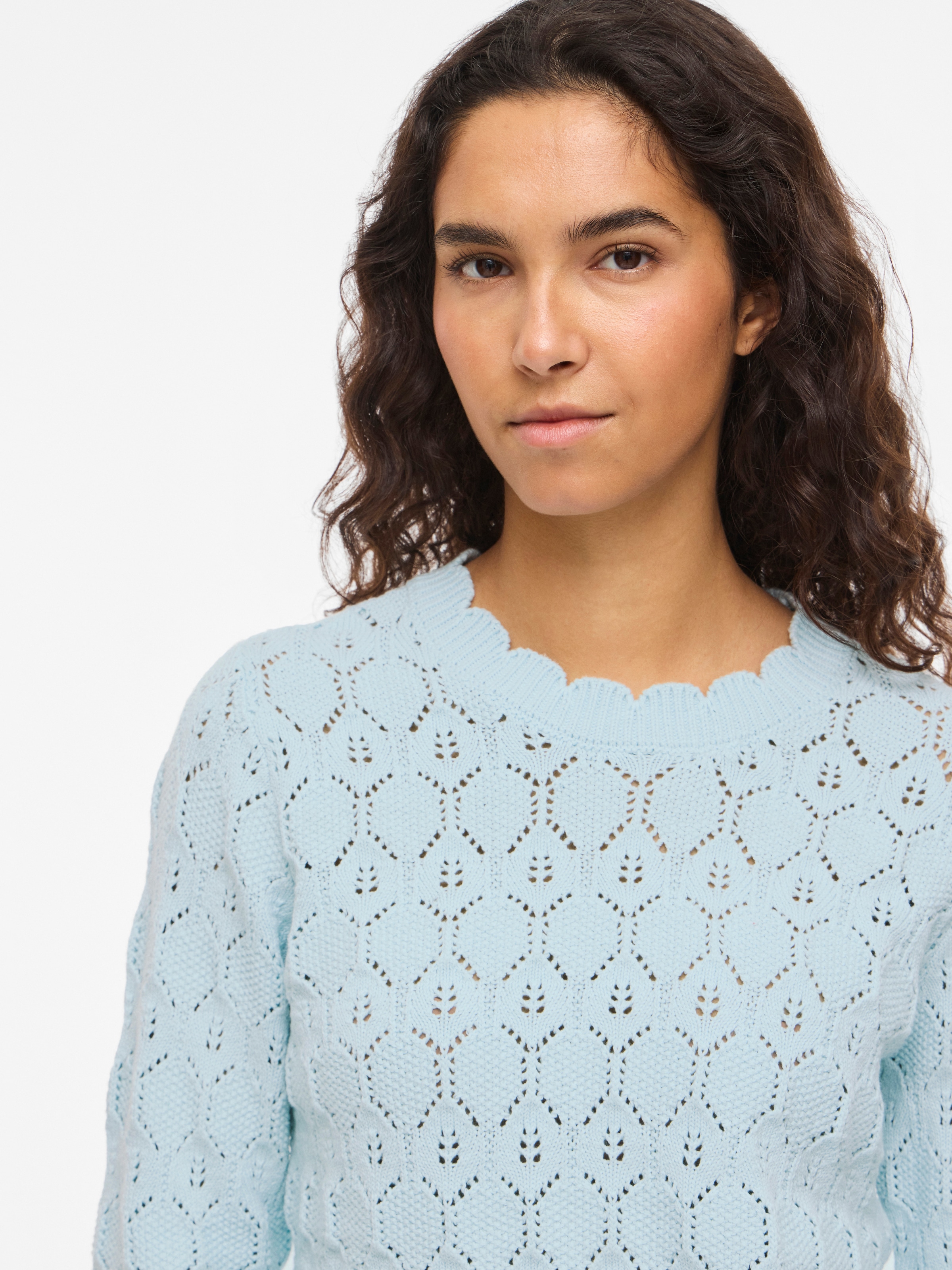 Vila Pull à col rond »VILOWEN L/S POINTELLE KNIT TOP/PB«