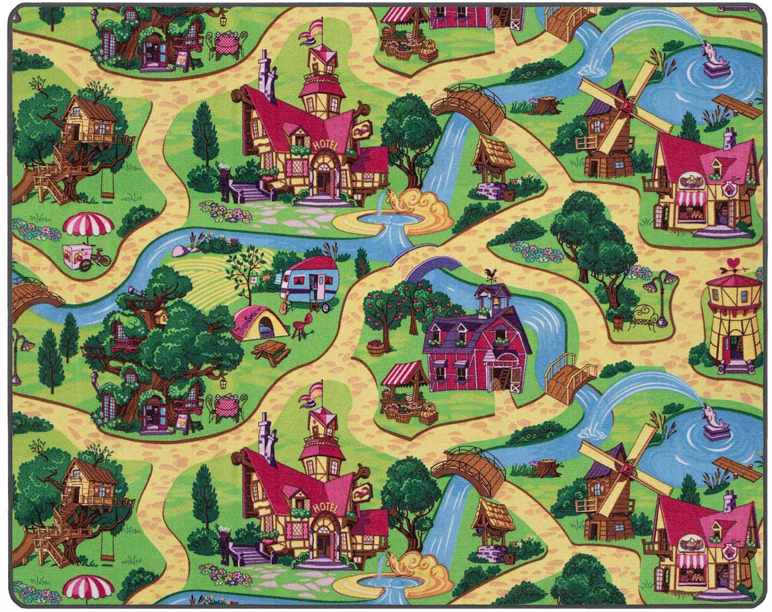 Primaflor-Ideen in Textil Kinderteppich »Spielteppich CANDY TOWN«, rechteckig, 6,5 mm Höhe, Kurzflor, Strassen-Spiel-Teppich, Kinderzimmer