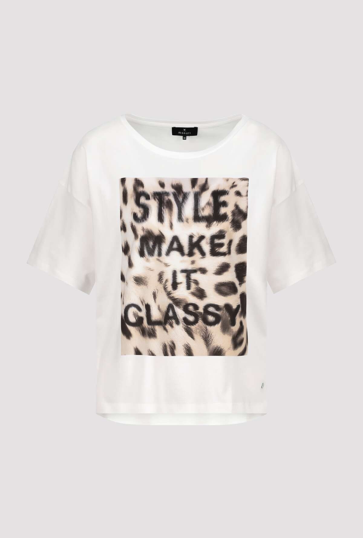 Monari T-Shirt »Shirt Leo + Schrift«, Mit Rundhalsausschnitt