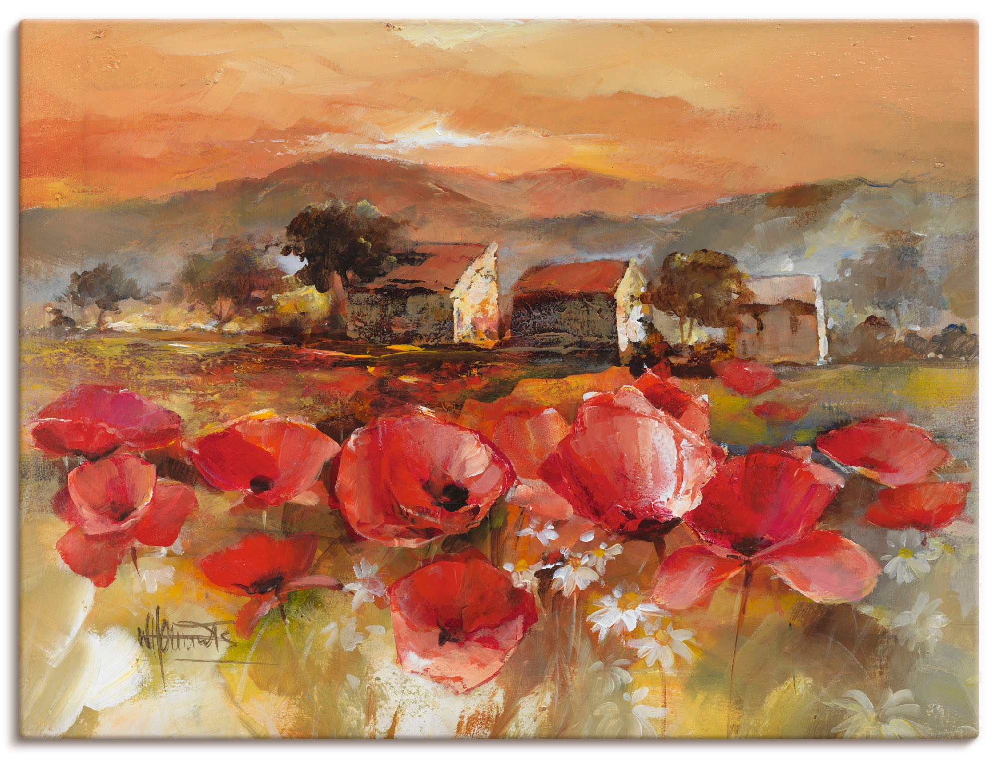 Image of Artland Leinwandbild "Toskana Romantic II" Blumen 1 Stk. tlg. auf Holzrahmen gespannt