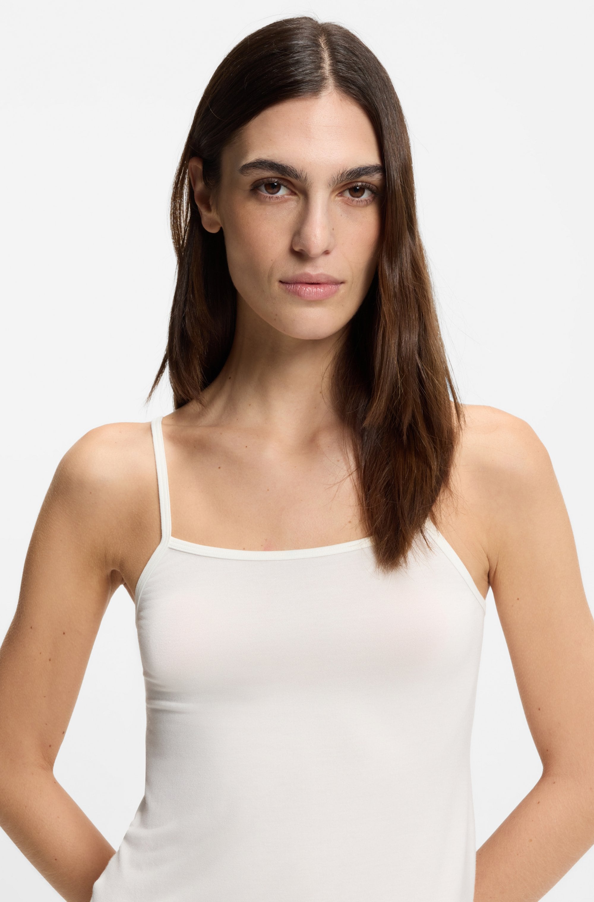 BOSS Top à bretelles spaghetti en jersey stretch avec bretelles réglables