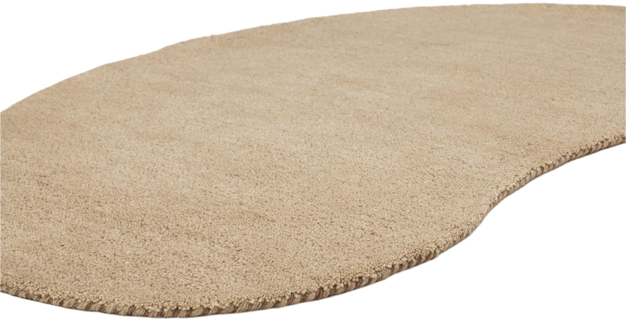 THEKO Wollteppich »Gabbeh Uni, Handgefertigt, Teppich, meliert, reine Wolle,« oval 14 mm Höhe Schlafzimmer, Wohnzimmer, Esszimmer, auch als Läufer, eckig  oder rund