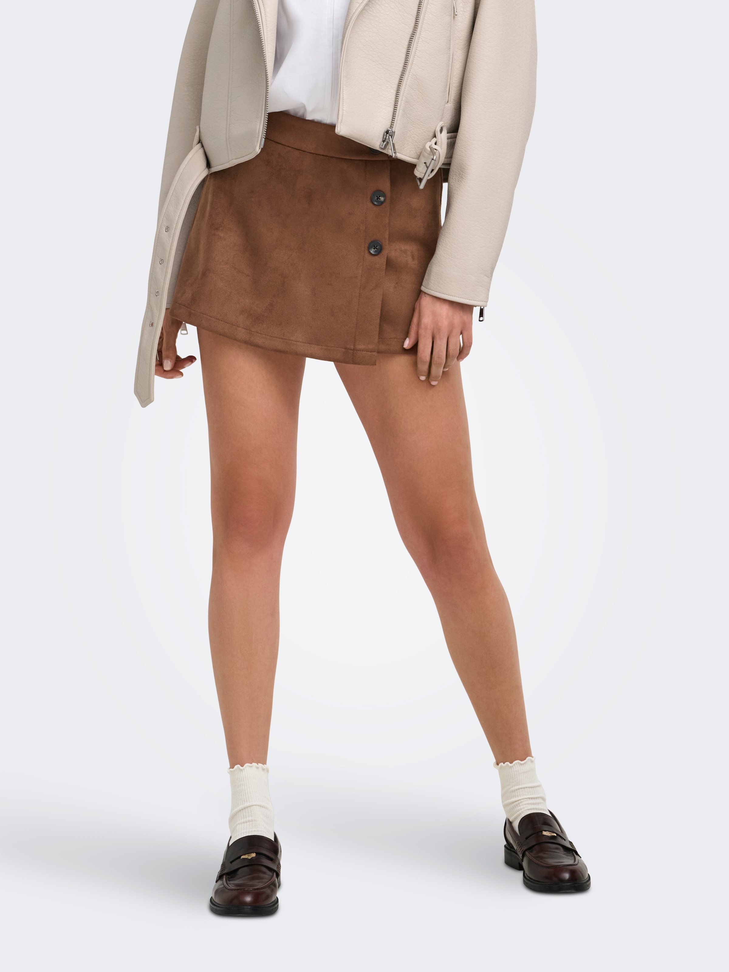 Image of ONLY Hosenrock "ONLADDI HW FAUX SUEDE SKORT CC PNT" Materialmix mit Stretch, high waist