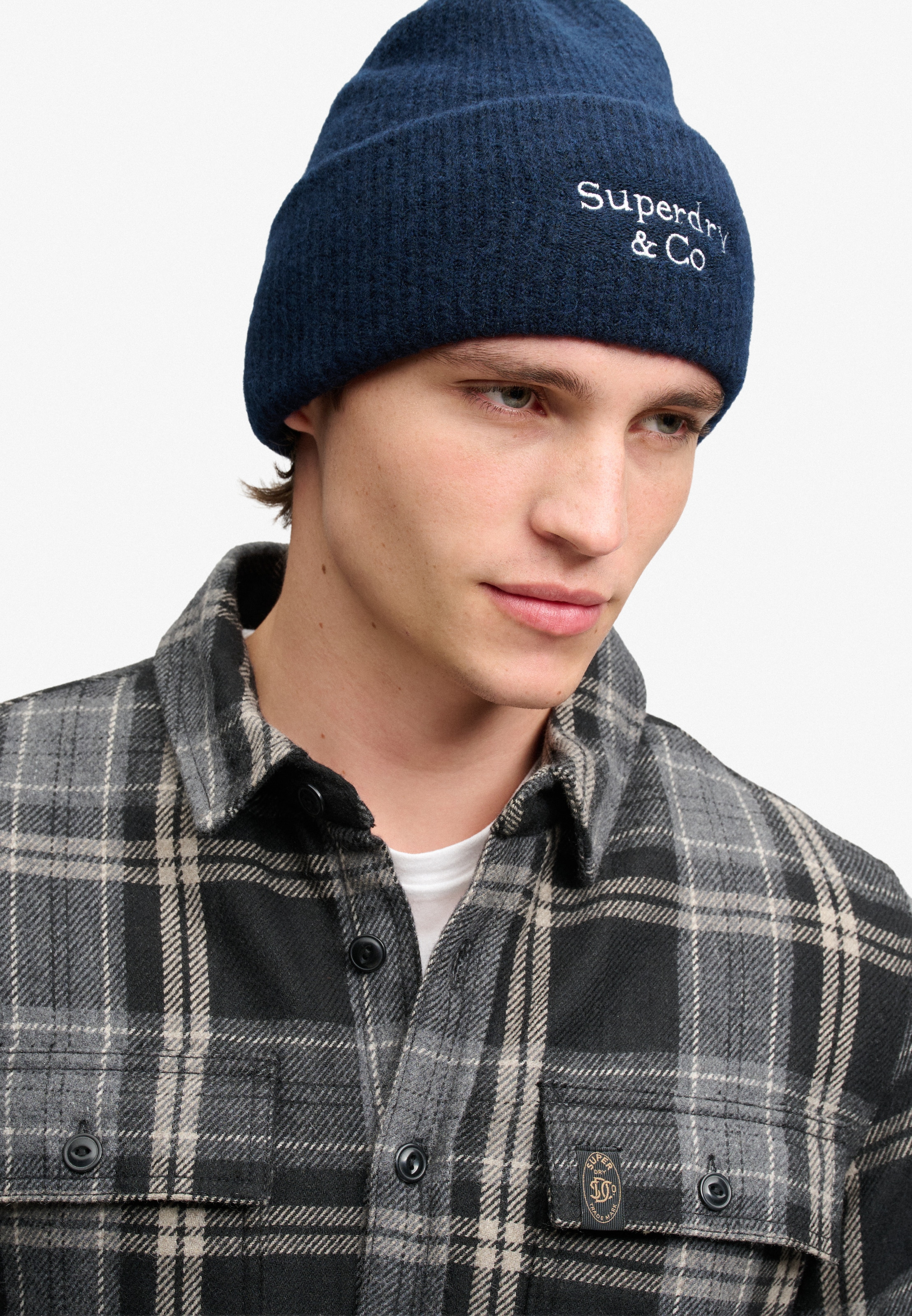 Superdry Strickmütze »HERITAGE RIB KNIT BEANIE HAT« Materialmix, regular fit