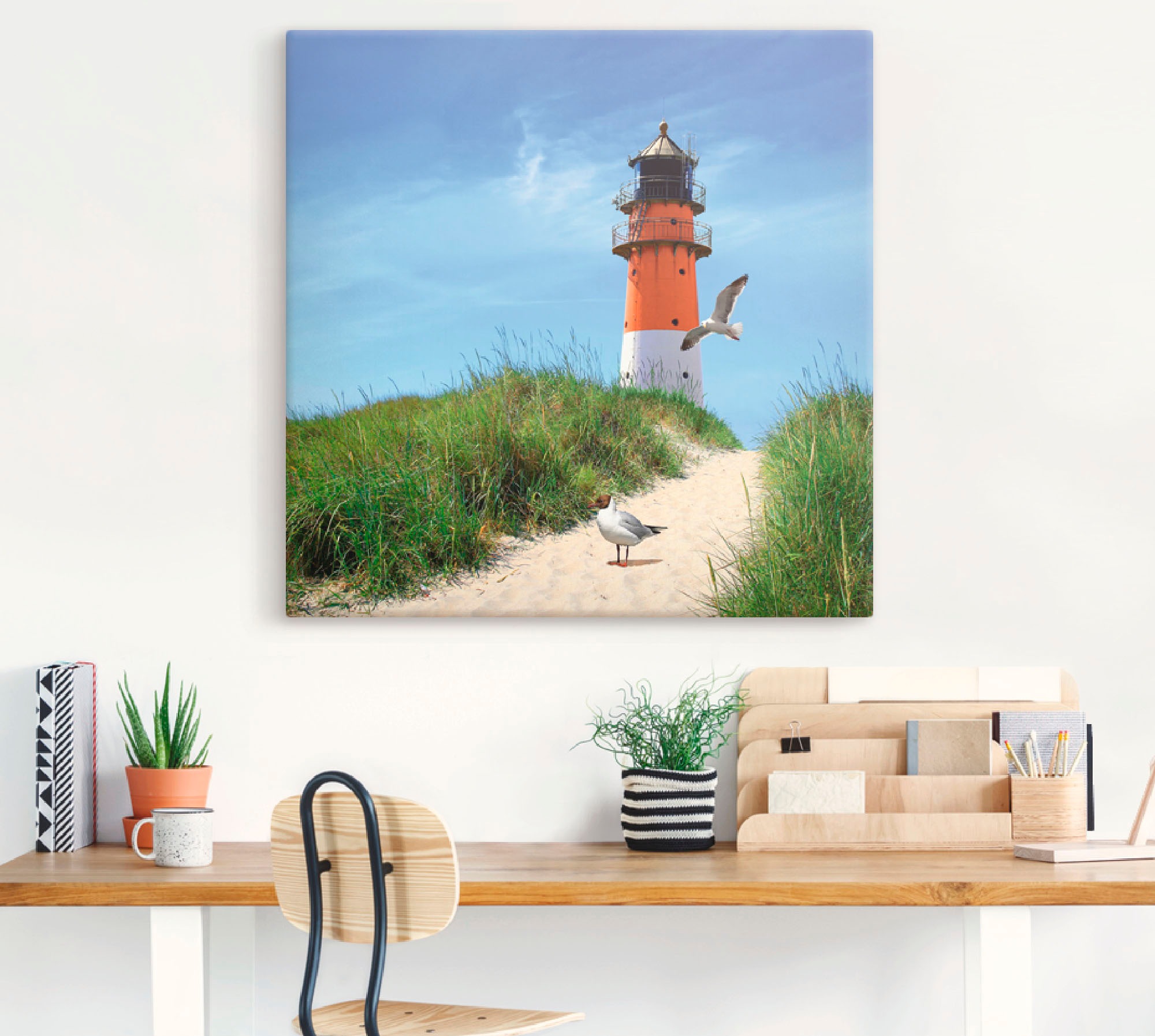 Artland Wandbild »Am Leuchtturm« Gebäude 1 Stk. tlg. auf Holzrahmen gespannt