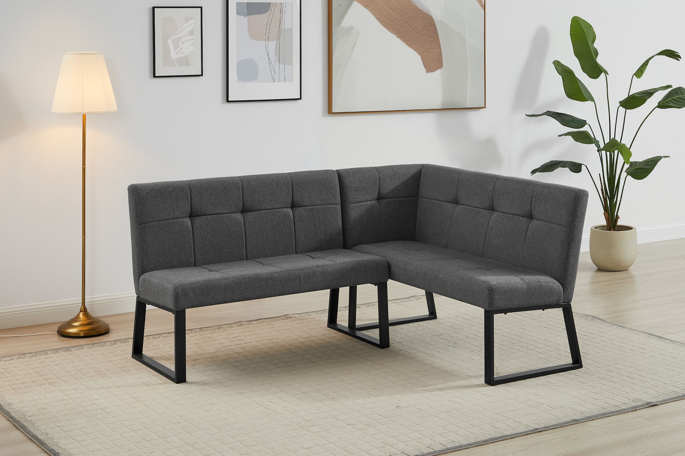 GOODproduct Eckbankgruppe »Geranie, Sitzgruppe, Eckbank inkl. Stauraum, Esstisch, 2 Freischwinger« Set, Eckbank inkl. Stauraum wahlweise links und rechts montierbar, 4 tlg. tlg. Eckbank inkl. Stauraum wahlweise links oder rechts montierbar