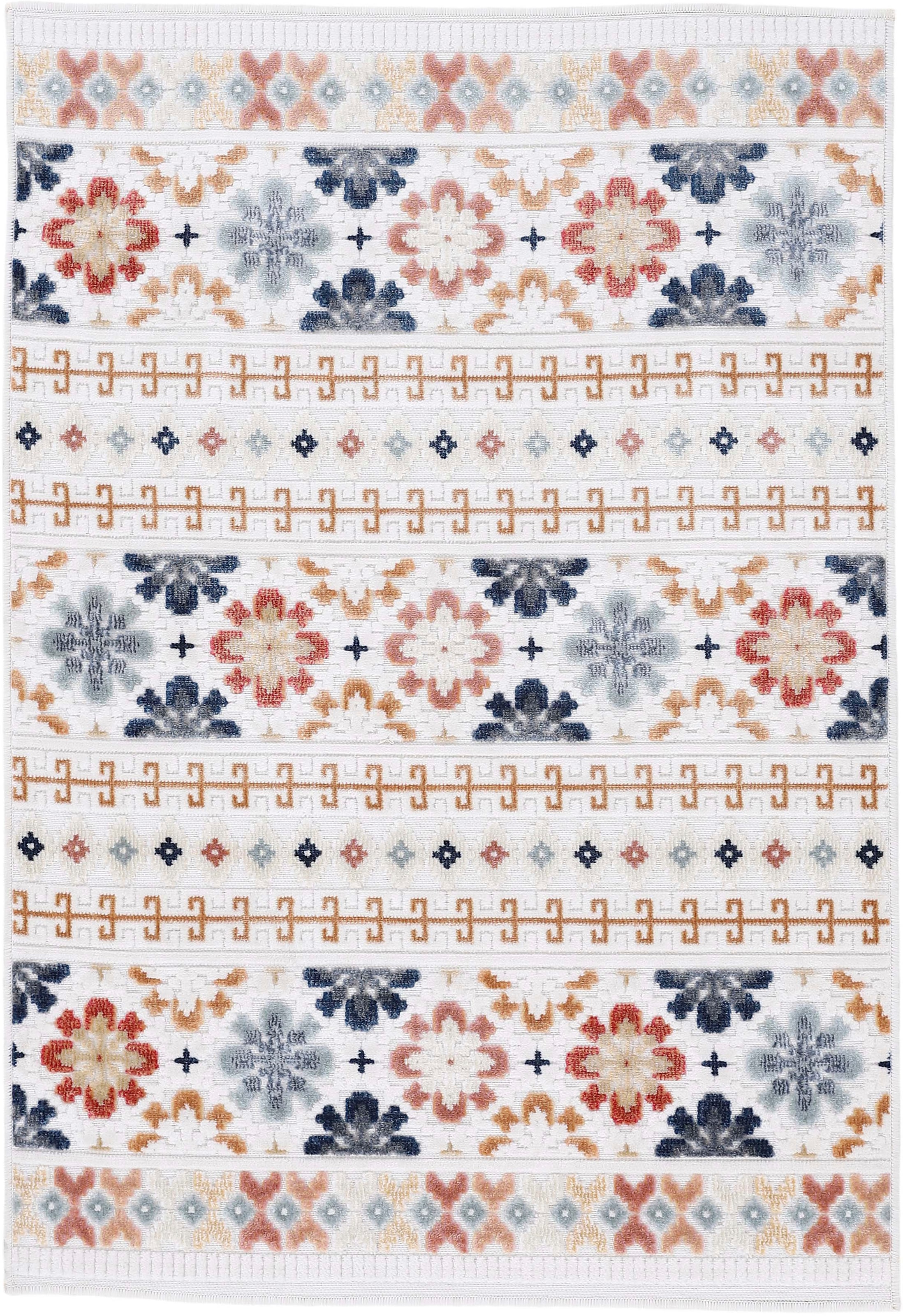 Image of carpetfine Teppich "Deja 103" rechteckig 4 mm Höhe robustes Flachgewebe, Floral, In- und Outdoor, Läufer