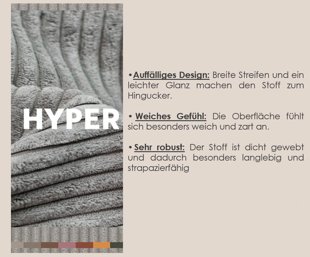 TRENDMANUFAKTUR Ecksofa »Be Chilled, modernes Lounge-Design mit stilvoller Kedernaht« mit softem Sitzkomfort, in hochwertigem Cord mit weicher Haptik