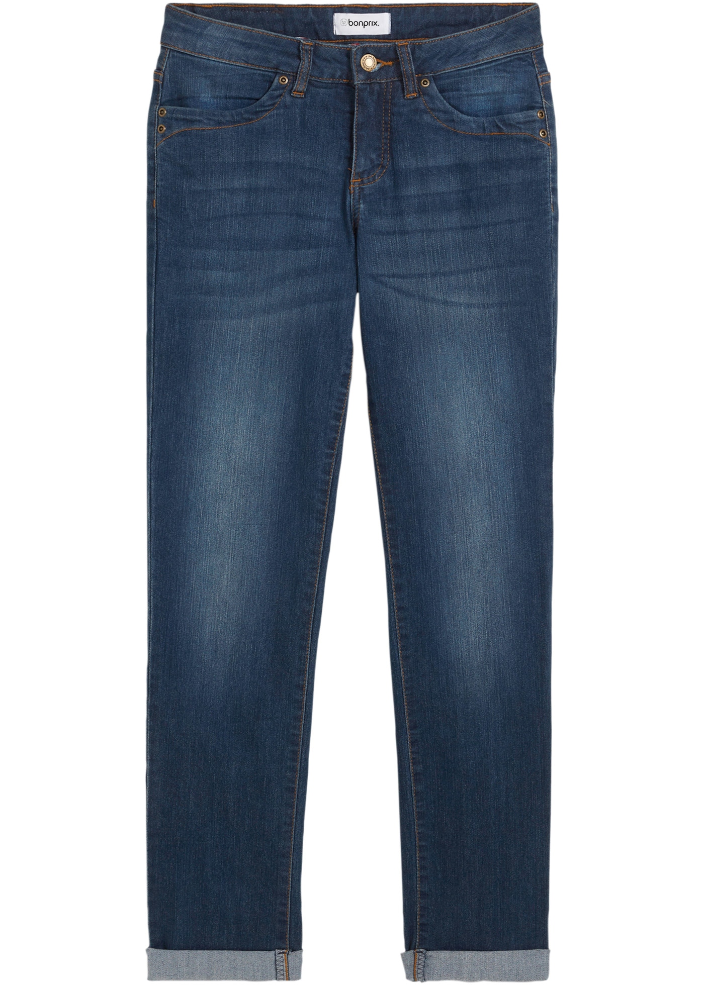 bonprix Straight-Jeans »Straight Jeans Mid Waist, Stretch« mit Aufschlag, im Five-Pocket-Style