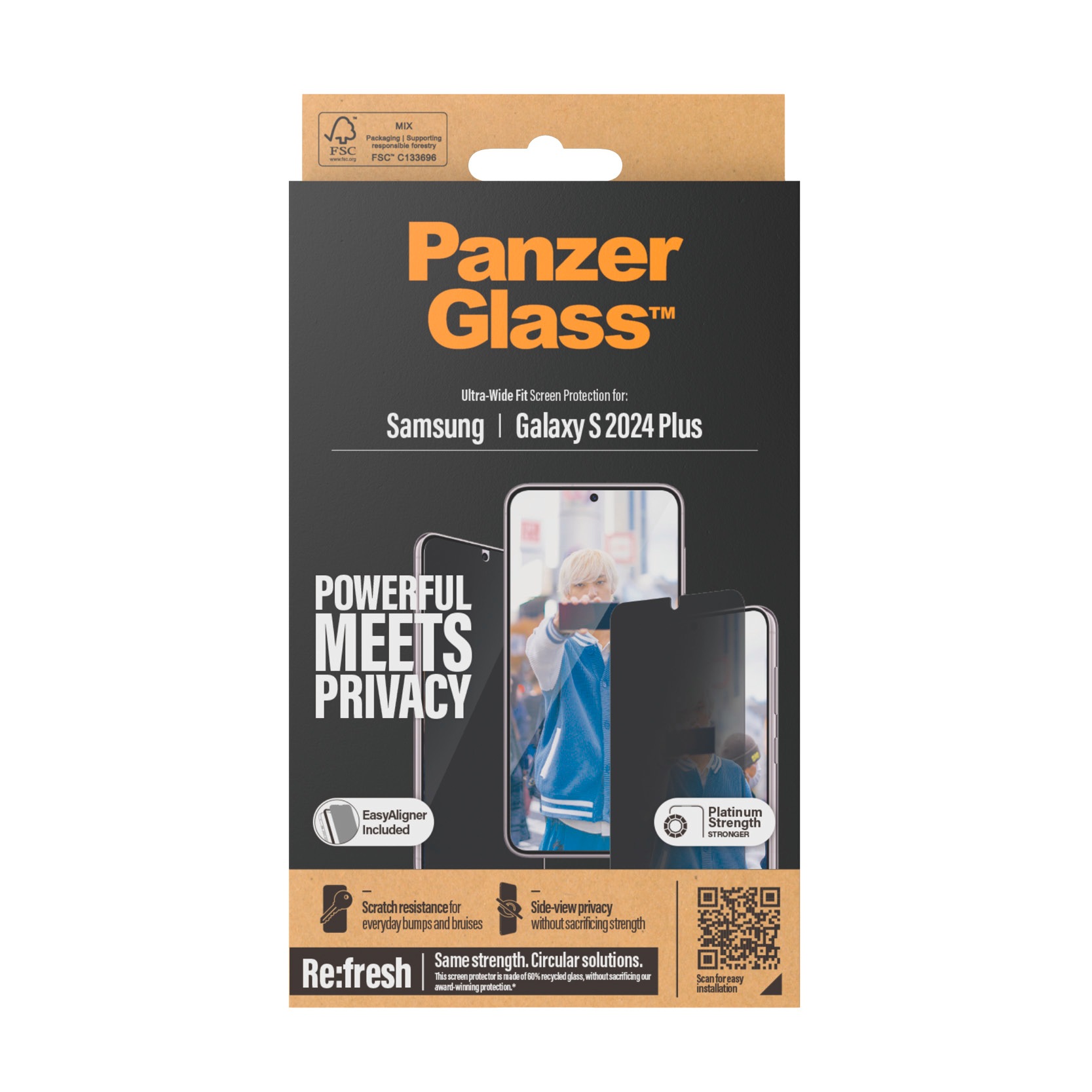 PanzerGlass Displayschutzglas »Ultra Wide Fit Privacy Screen Protector«, für Samsung Galaxy S24+, Displayschutzfolie, stossfest, kratzbeständig