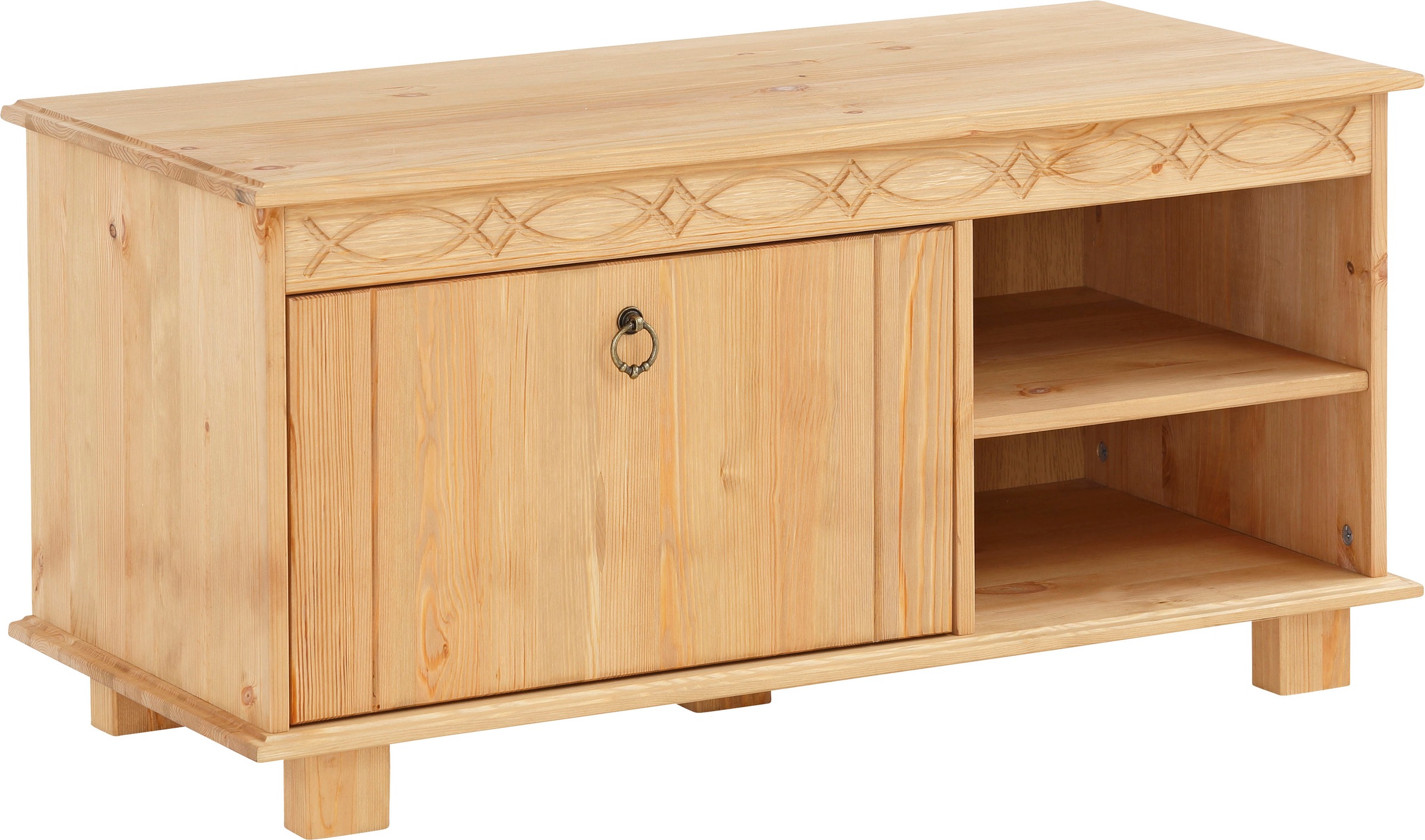 Image of GOODproduct Schuhbank "Indra" aus massiver Kiefer, FSC, Breite 90 cm, dezentes Ornament