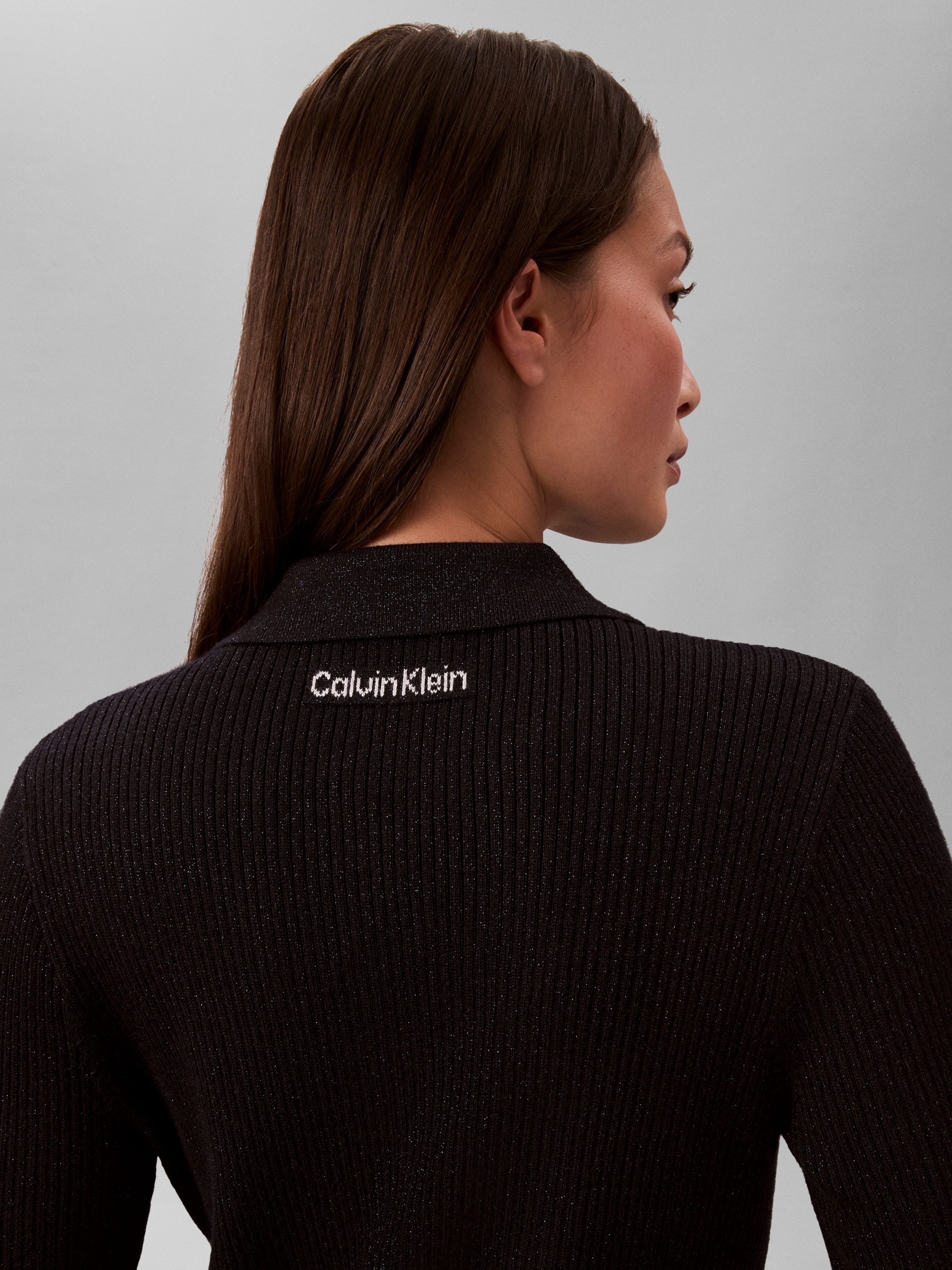 Calvin Klein Jeans Strickjacke Regular fit mit Glitzer und Rundhalsausschnitt