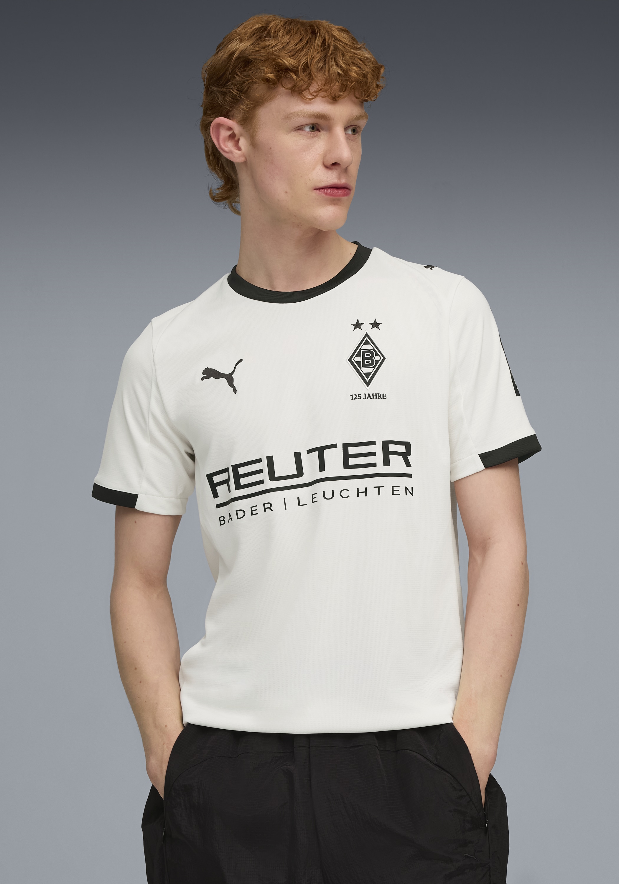 Image of PUMA Fussballtrikot "BMG HOME JERSEY REPLICA" für Fussball, Kurzarm, sportlicher Stil, Rundhalsausschnitt