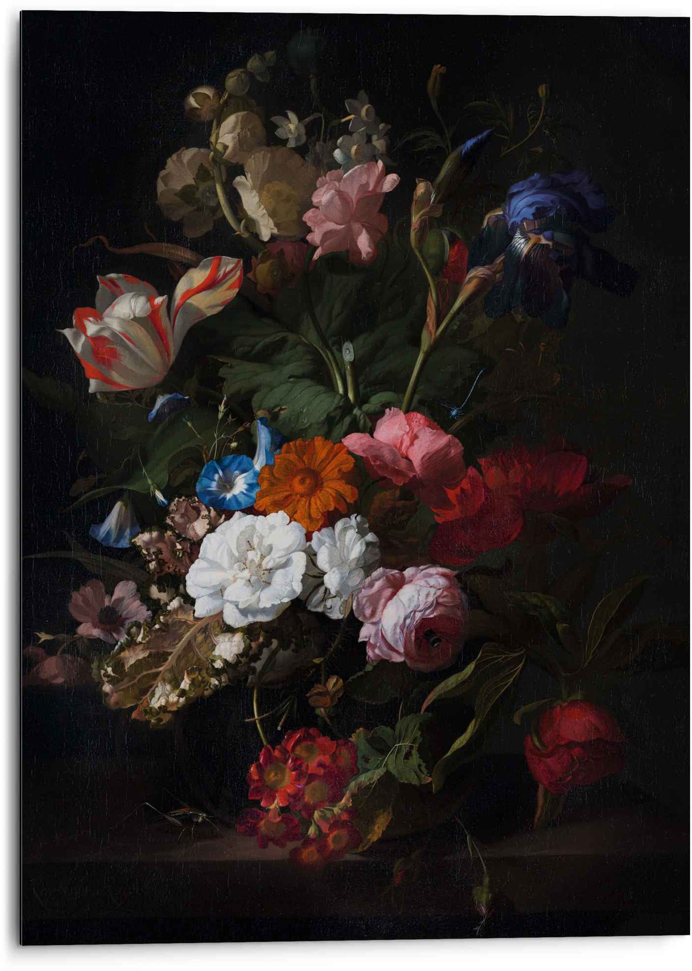 Image of Reinders Wandbild "Aluminium Wandbild Blumen Mauritshuis - Dunkel - Alte Meister" Blumen 1 Stk. tlg.