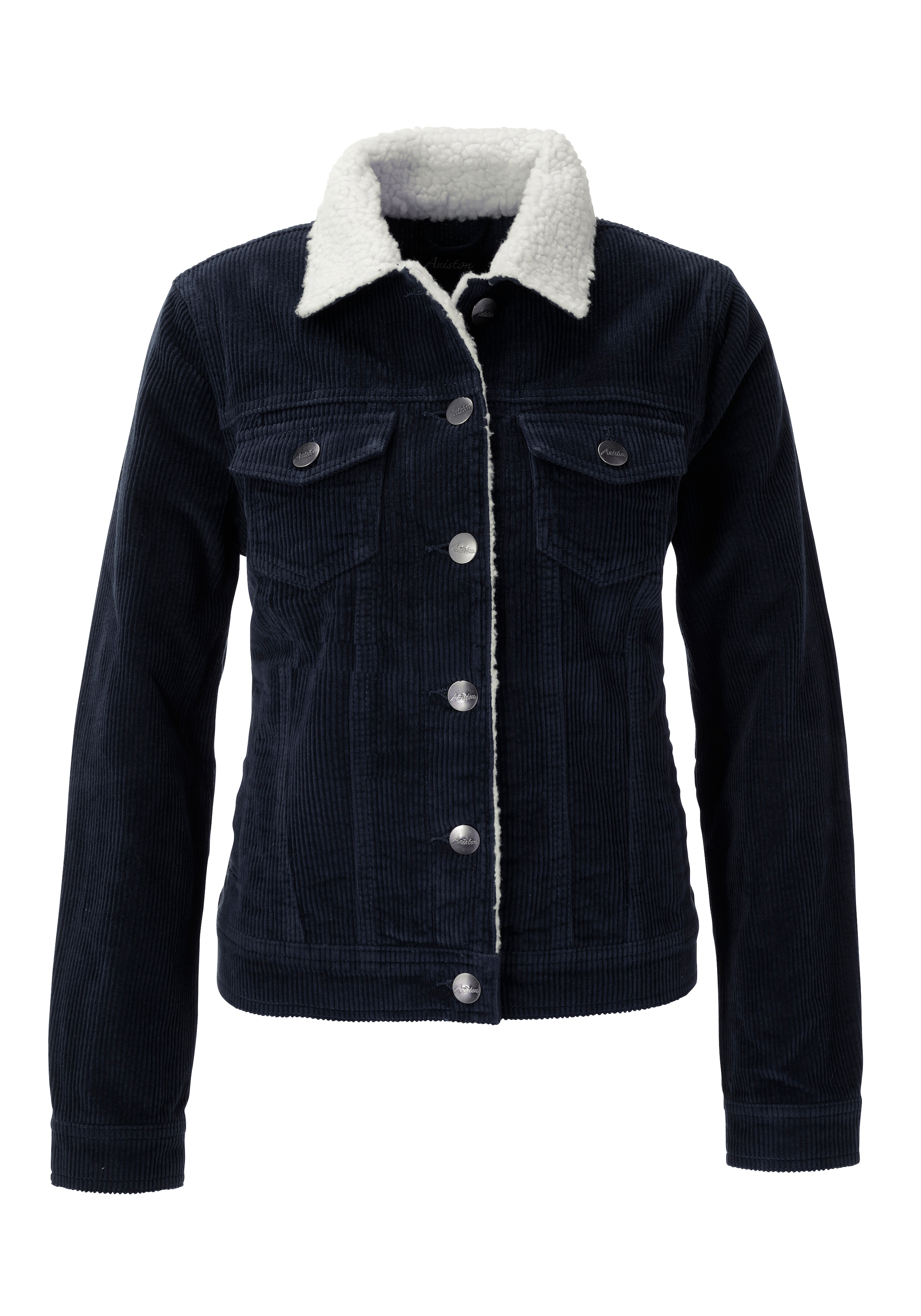 Aniston CASUAL Cordjacke mit weichem Teddy-Plüsch am Kragen - NEUE KOLLEKTION
