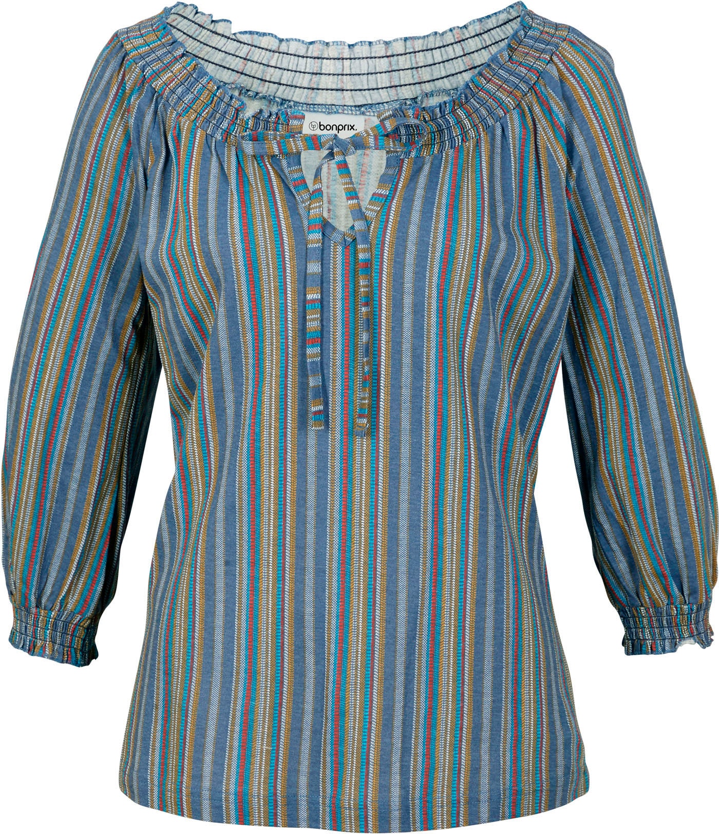 bonprix T-shirt tunique »Shirt-Tunika 3/4-Arm, gestreift« lockere Passform, 3/4-Ärmel, mit Streifenmuster