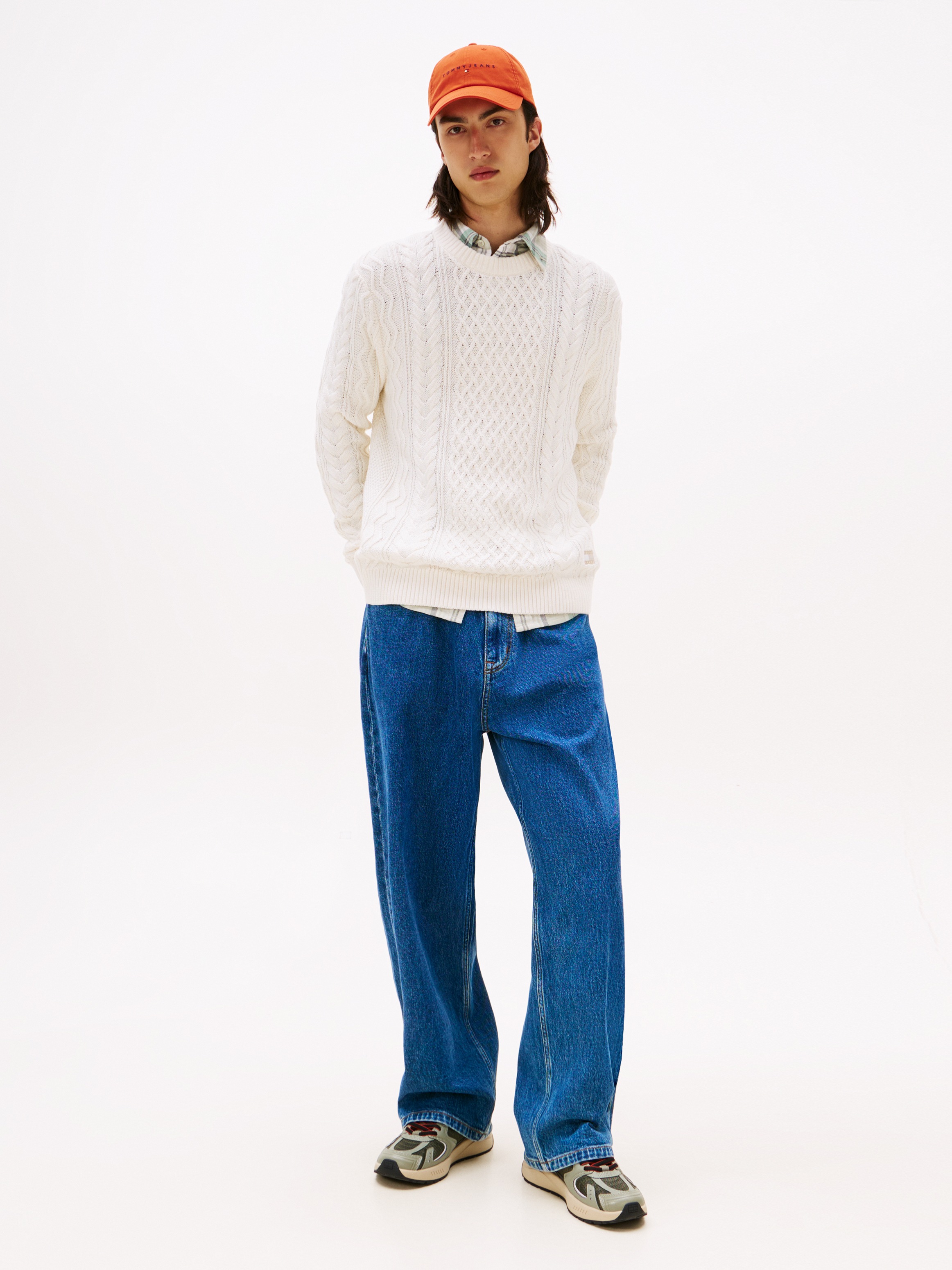 Tommy Jeans Strickpullover »BADGE CABLE«, Slim Fit, Rundhals