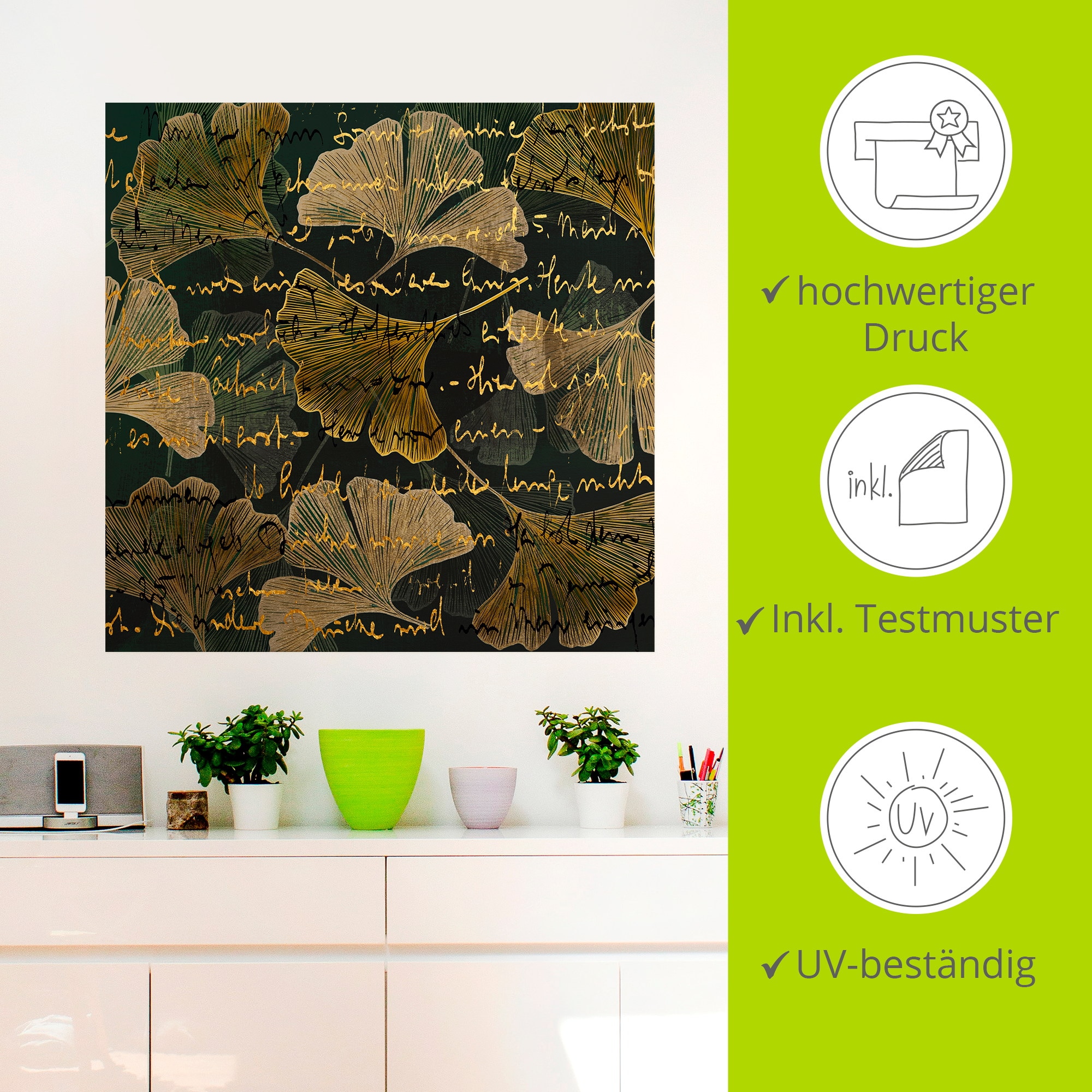 Artland Wandbild »Ginko« Muster 1 Stk. tlg. als Alubild, Leinwandbild, Poster, Wandaufkleber in verschied. Grössen