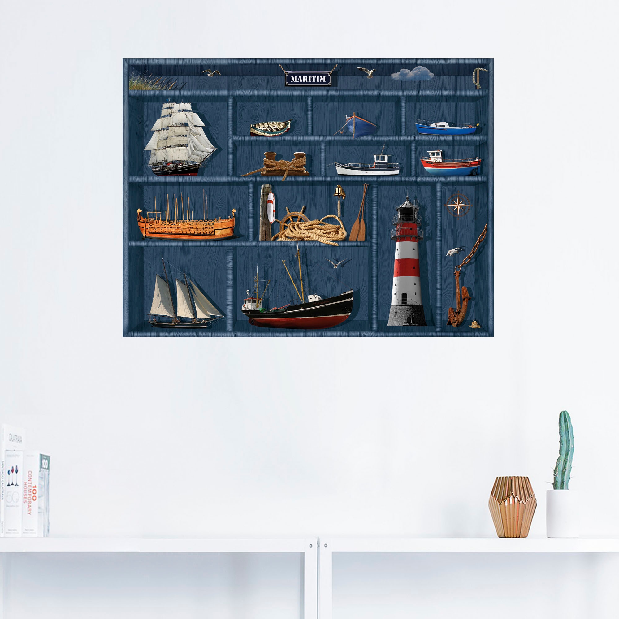 Artland Wandbild »Der maritime Setzkasten«, Arrangements, (1 St.), als Leinwandbild, Poster, Wandaufkleber in verschied. Grössen