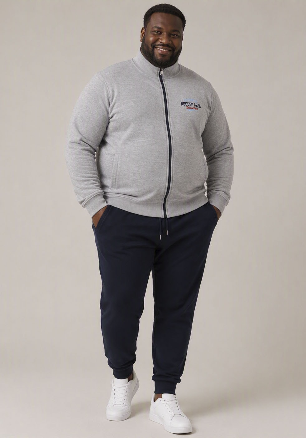 Image of Mans World Plus Sweatjacke mit Reissverschluss, normale Länge, aus Baumwolle und Polyester