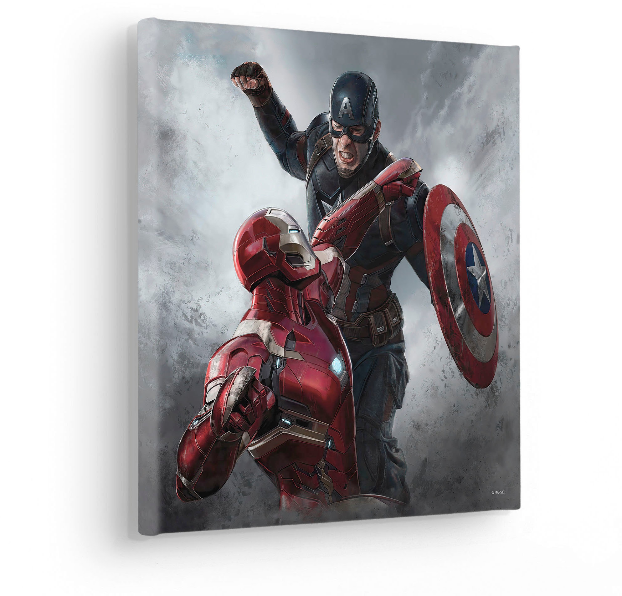 Komar Leinwandbild »Captain America vs. Iron Man - Grösse 30 x 30 cm«, Disney, (1 St., 30 x 30 cm (Breite x Höhe), Keilrahmenbild mit Echtholzrahmen, Kinderzimmer