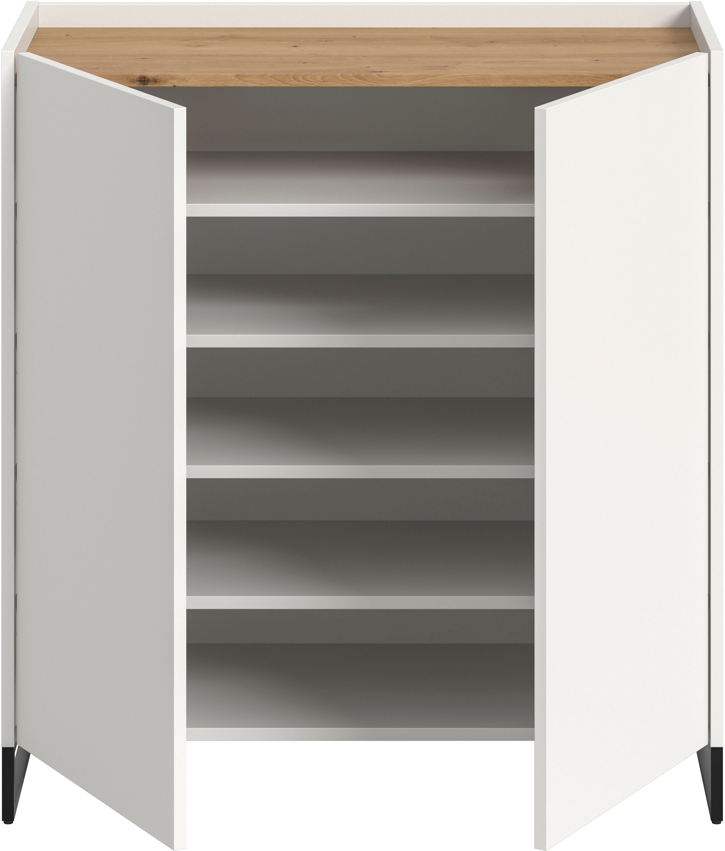 Home affaire Schuhschrank »EVRID, Breite 90cm, 2 Türen, 5 Einlegeböden, inkl. Metall-Kufenfüsse« individuell mit anderen Artikel der Serie EVRID erweiterbar, 1 Stk. tlg. Schuhkommode, Kommode, Sideboard, Garderobenschrank, Flurkommode