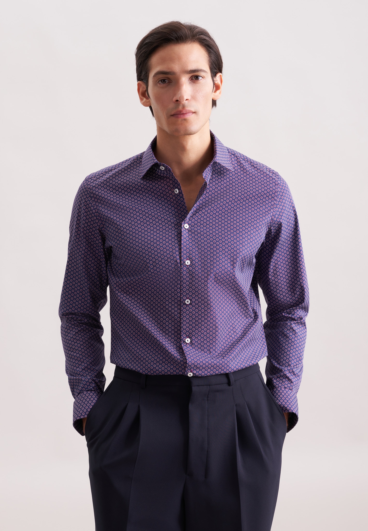 seidensticker Chemise d'affaires »Schwarze Rose« Regular 1/1 Kentkragen Druck