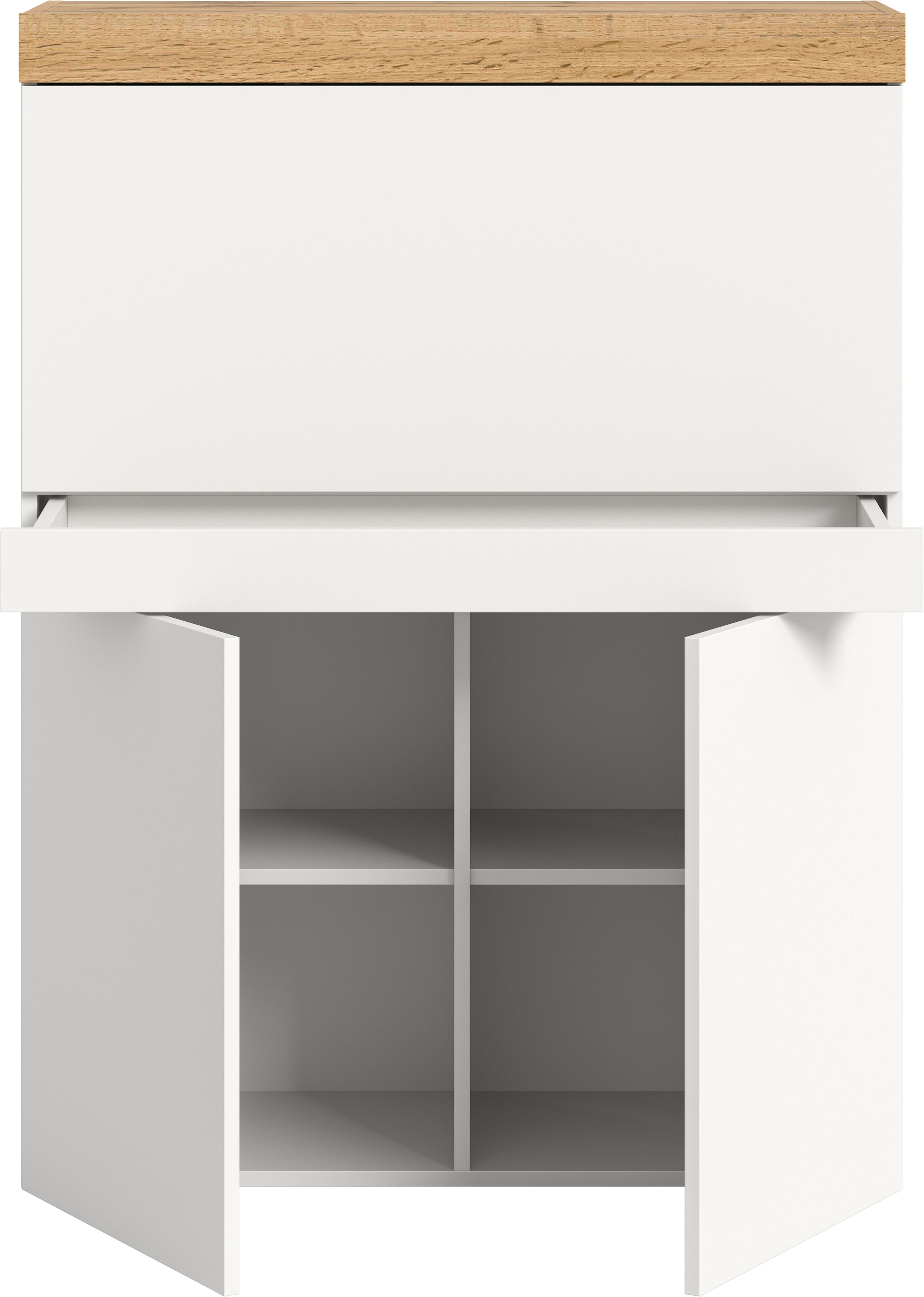 GOODproduct Secrétaire »MAMBO, Höhe 122cm, Home-Office-Schreibtisch, PC-Schrank« 2 Türen, 1Klappe, 7 Fächer, 1 Schubkasten, 3 höhenverstellbare Böden,  Multifunktional mit viel Stauraum, klappbare Tischfläche