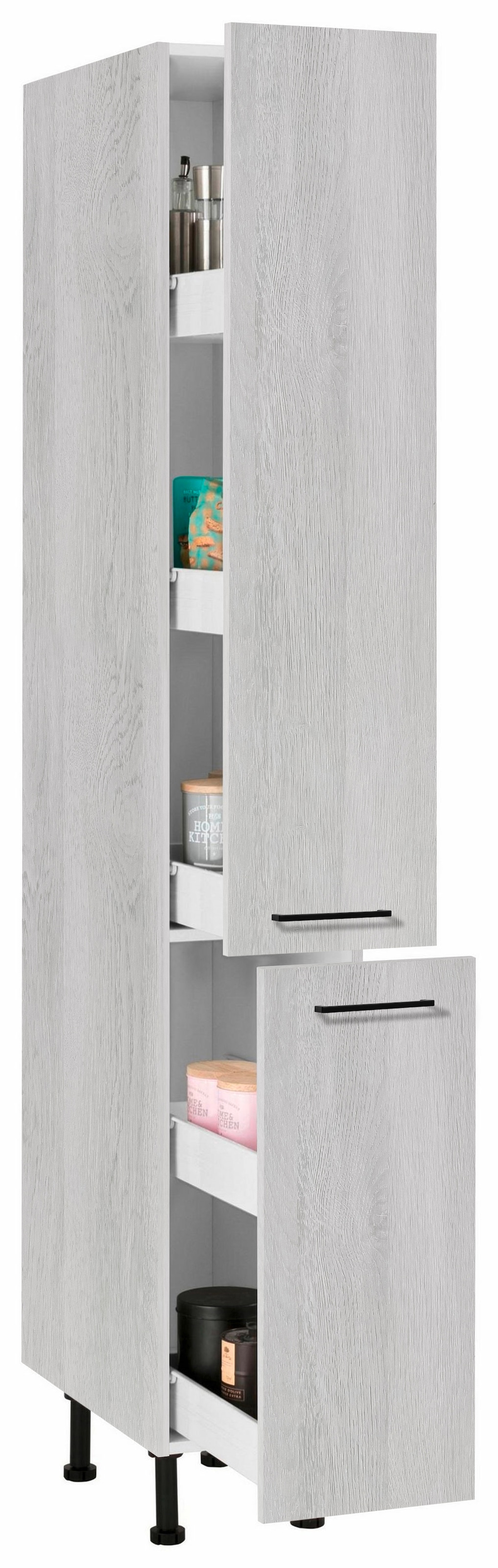 wiho Küchen Apothekerschrank »Nisos«, 30 cm breit, Soft-Close in Schubladen, verstellbare Füsse, ohne Platte