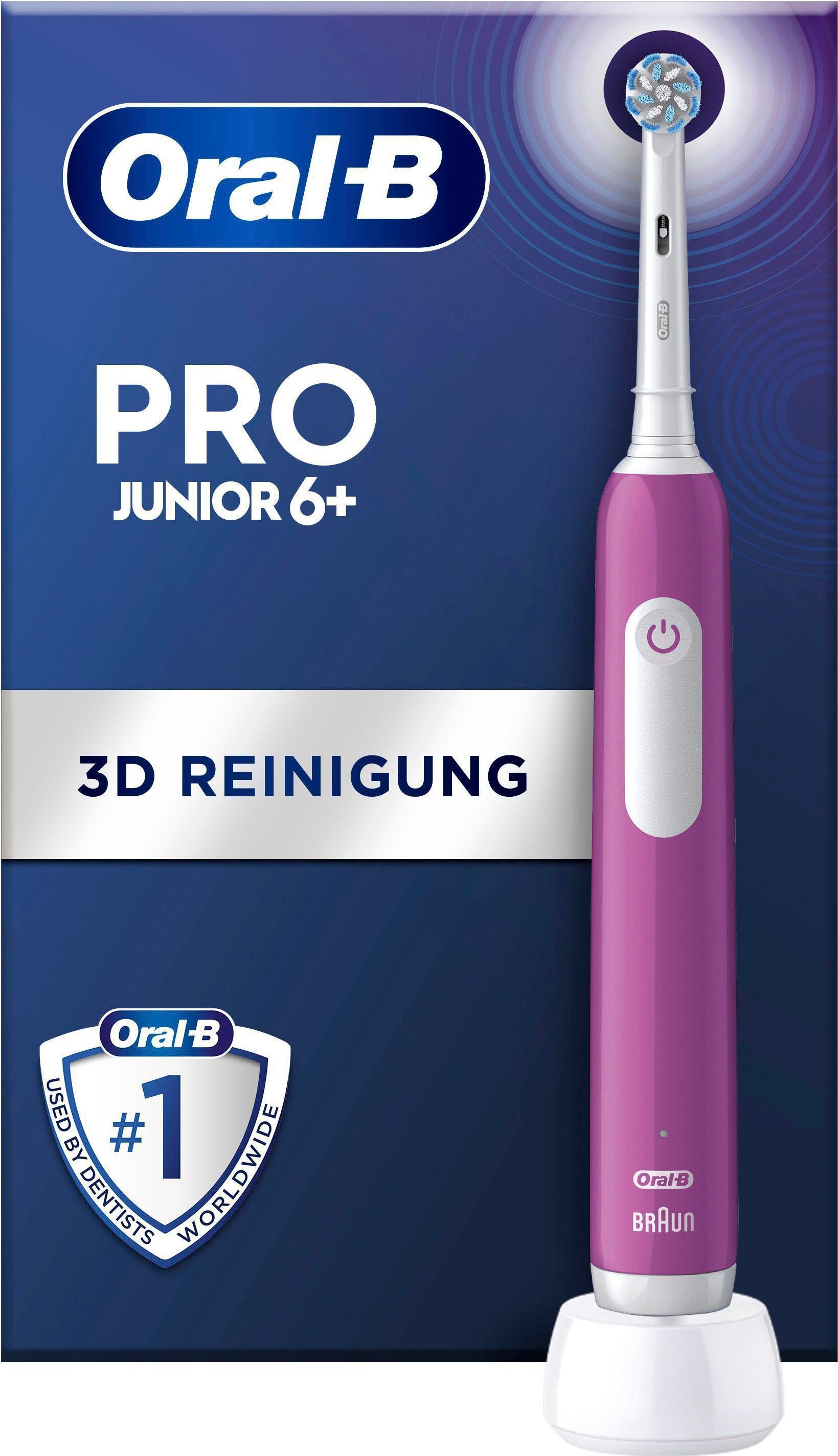 Oral-B Elektrische Zahnbürste »Pro Junior«, 1 St. Aufsteckbürsten, Drucksensor