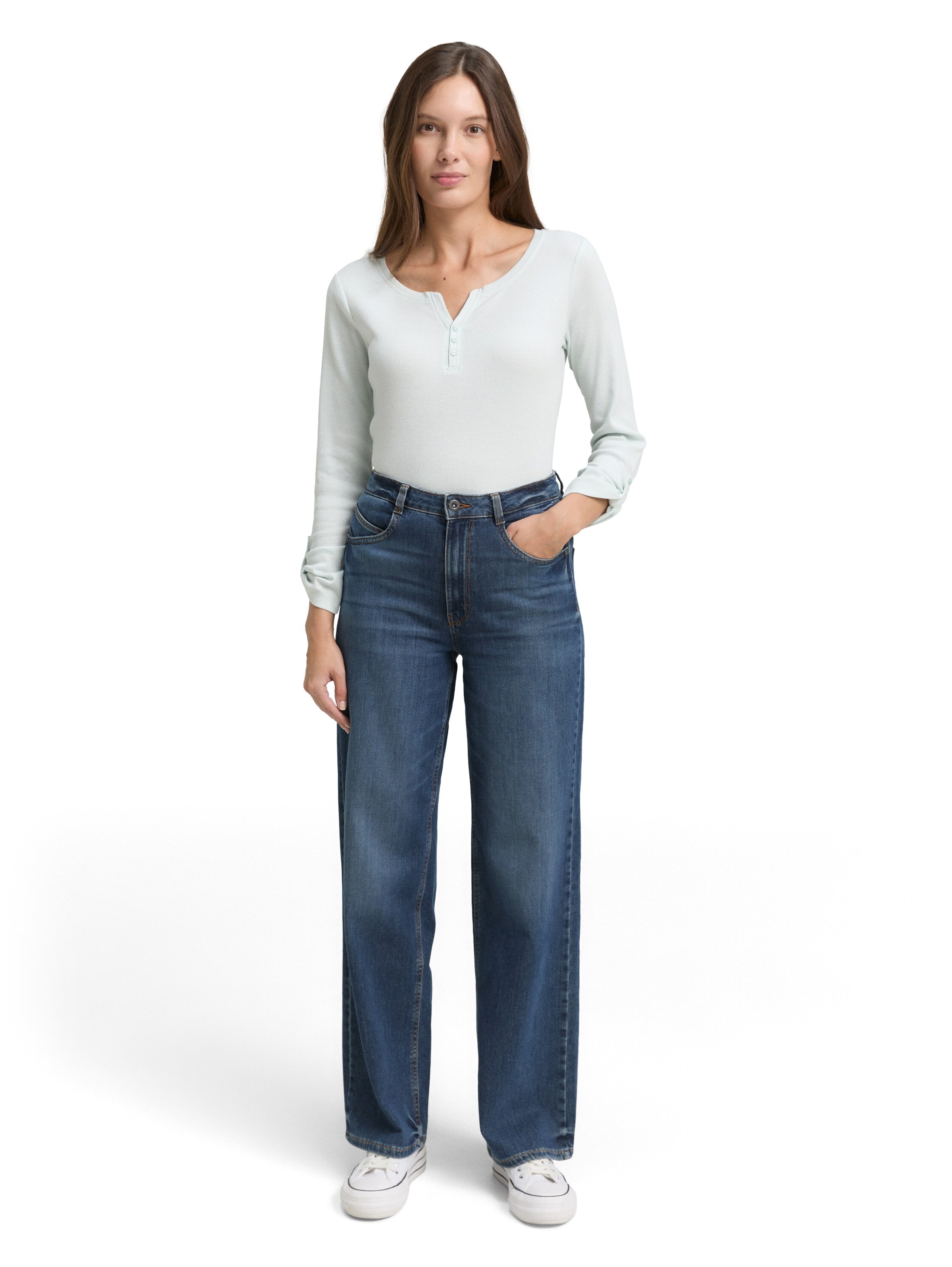 TOM TAILOR T-shirt Henleys mit Turn-Up-Arm