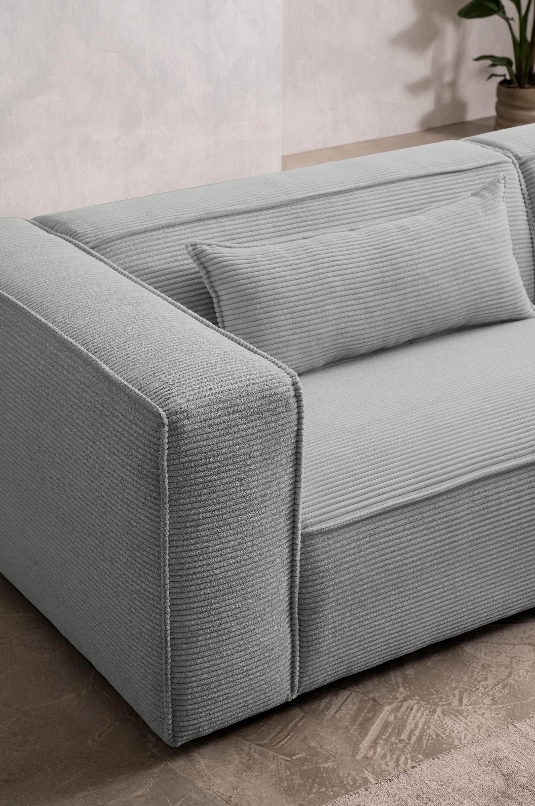 LeGer Home by Lena Gercke 3-Sitzer »PIARA, Couch mit Kedernaht, Sofa in Cord oder Leinenoptik«, schwarze Füsse, bequemer Sitzkomfort