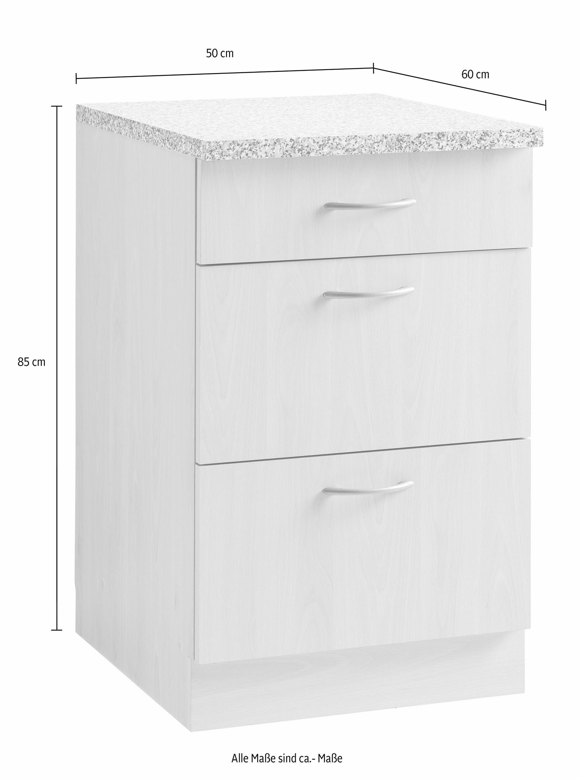 wiho Küchen Unterschrank »Kiel«, 50 cm breit, 60 cm tief, mit 2 grossen Auszügen und 1 Schublade