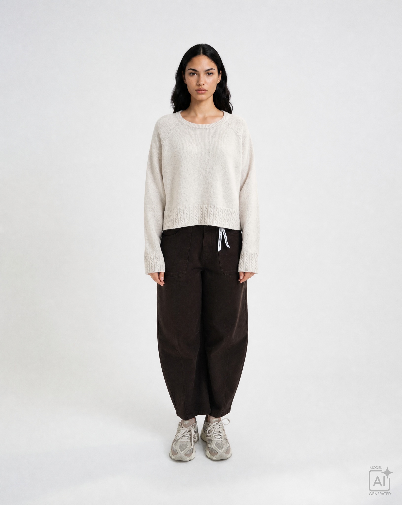 Smith & Soul Rundhalspullover mit hohem Woll-Anteil, Zopfstrick-Details