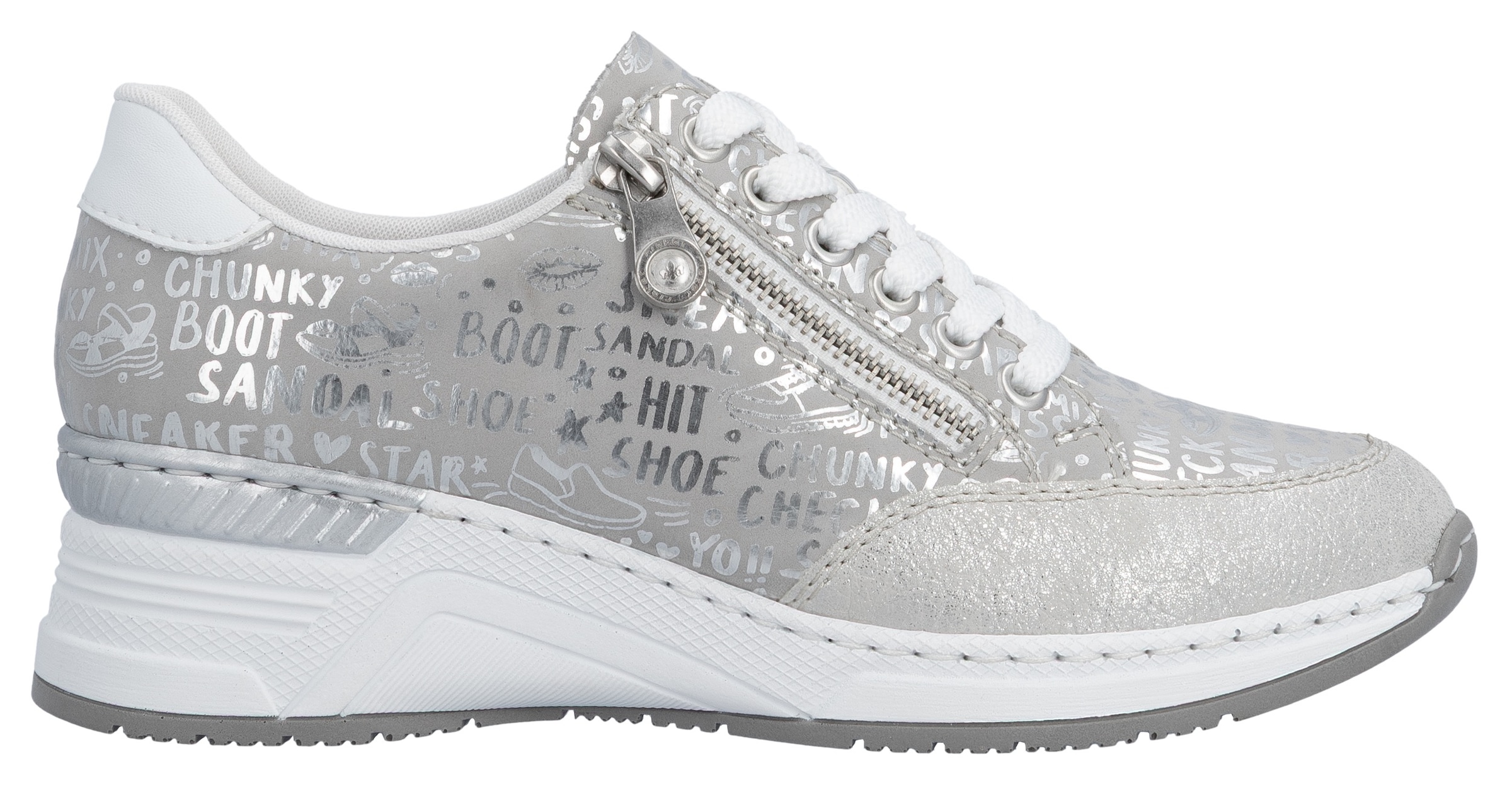 Rieker Sneaker  mit Lettern bedruckt, Freizeitschuh, Halbschuh, Schnürschuh