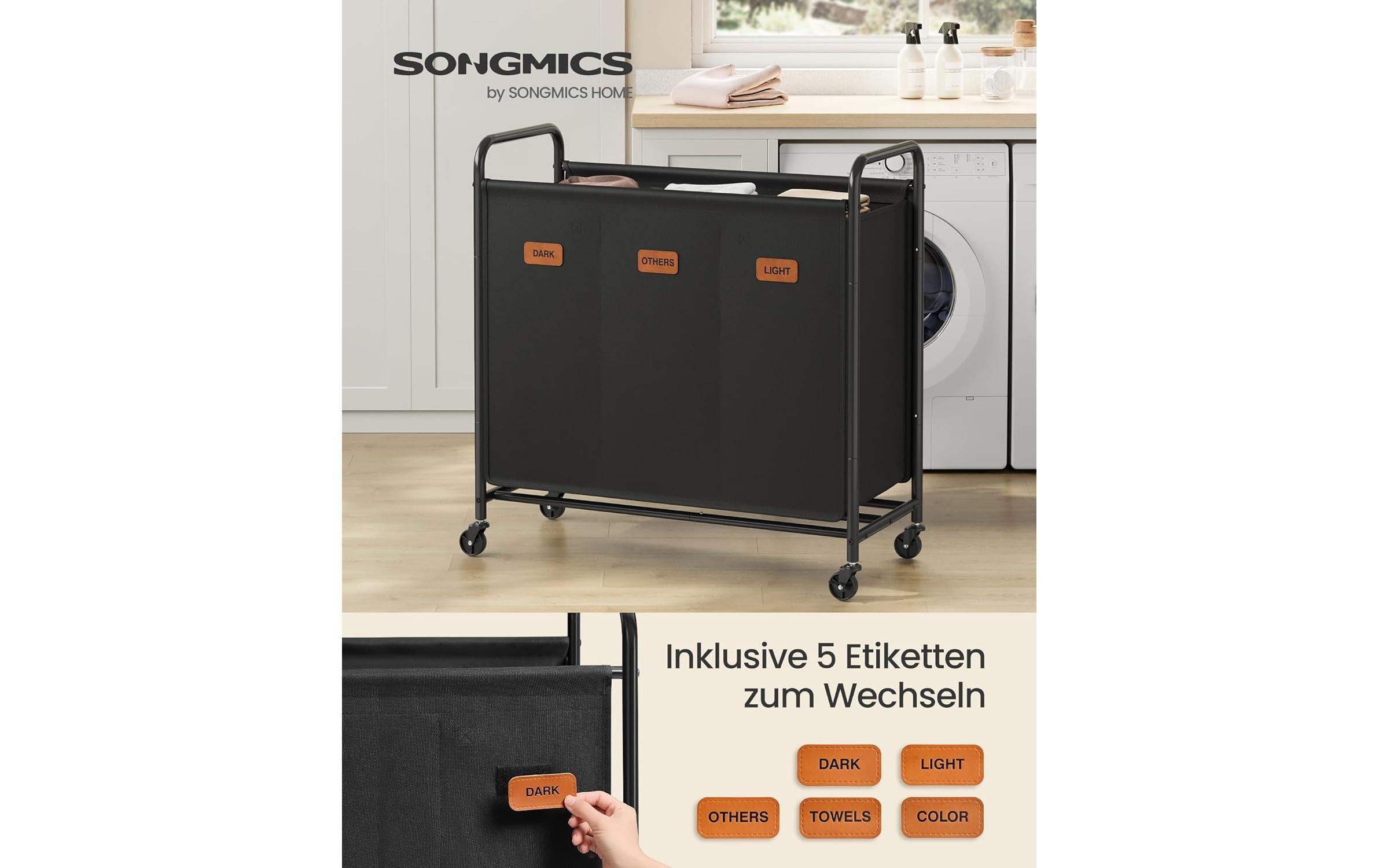 SONGMICS Wäschekorb »mit 3 Fächern 170 l«