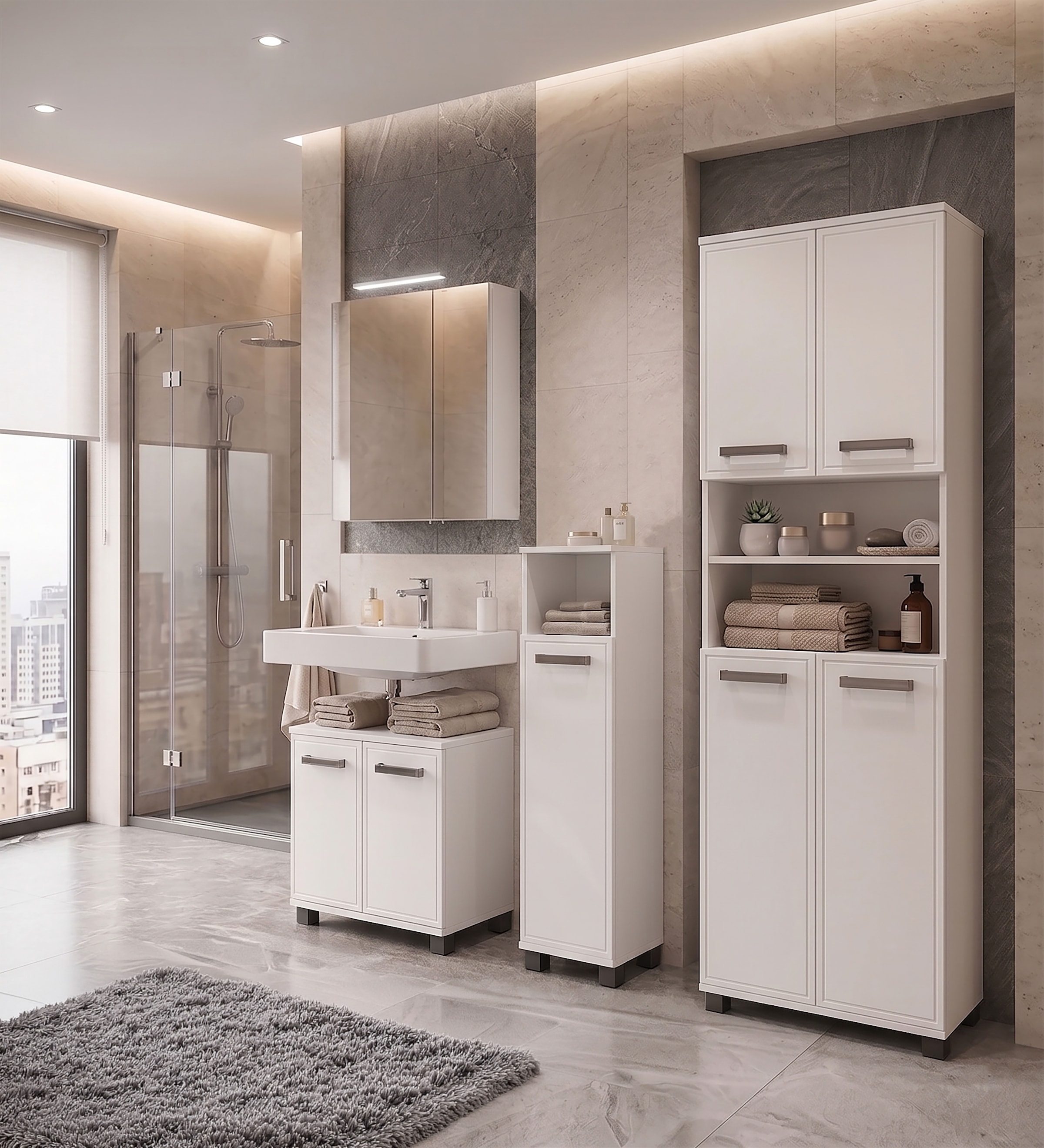 Schildmeyer Armoire intermédiaire »ADANA Unterschrank, Höhe 110 ,5 cm, 1 Tür, MADE IN GERMANY« 1 cuis tlg. Façades MDF formées par thermoformage - embossage du cadre tout autour, FABRIQUÉ EN ALLEMAGNE