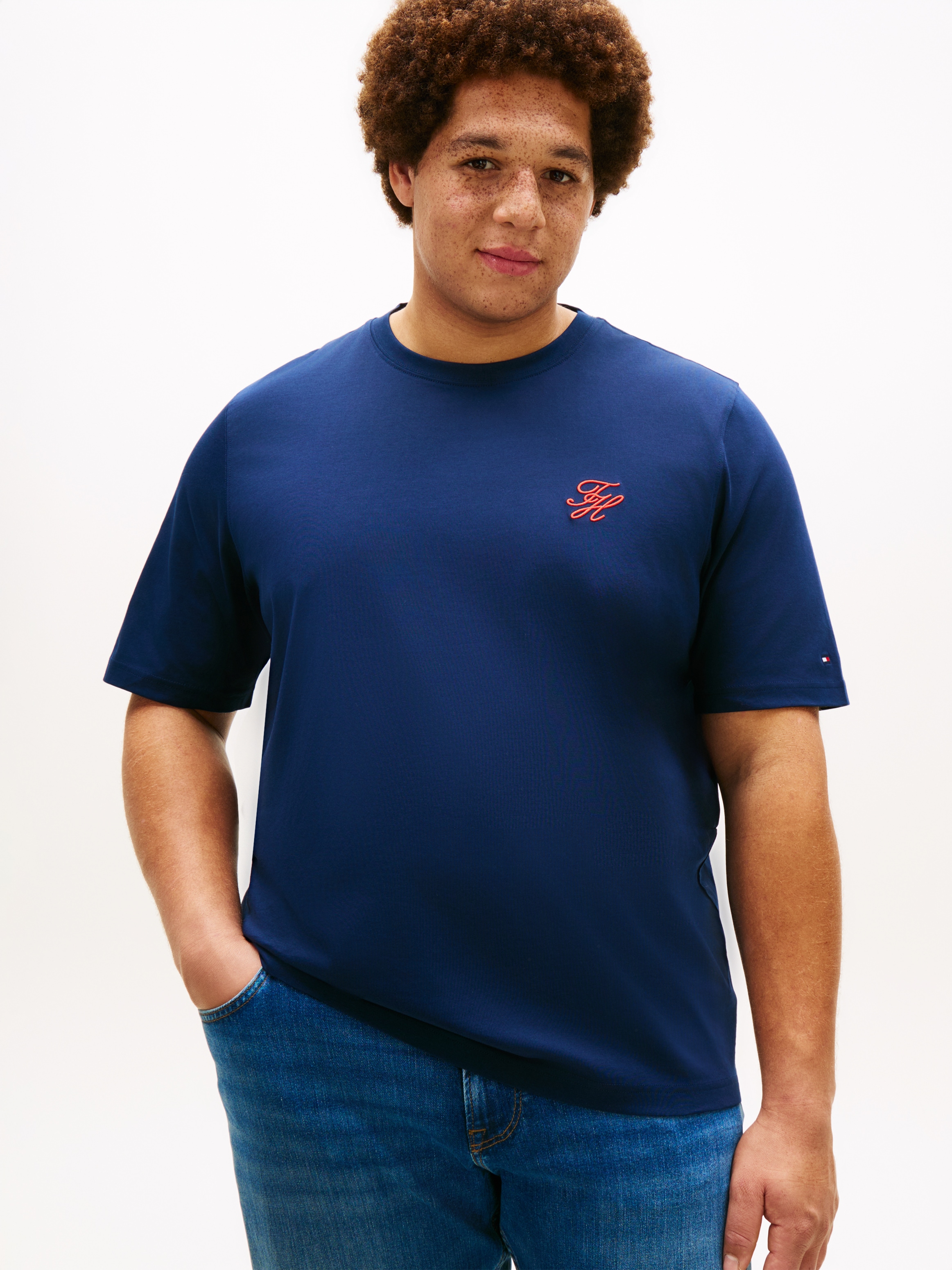 Image of Tommy Hilfiger Big & Tall T-Shirt "BT-SCRIPT MONOGRAM SWIMSHOP" Grosse Grössen, Jersey, Logo-Stickerei