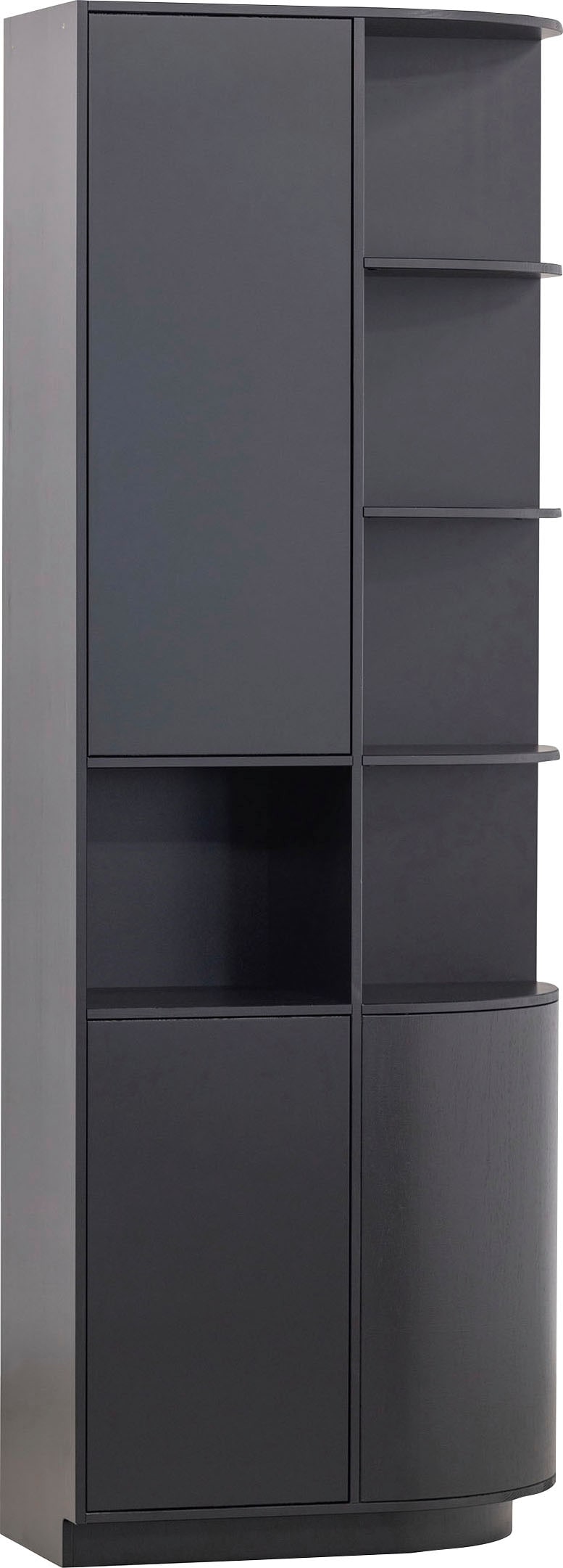 WOOOD Vitrine »Finca FSC®-Kiefernholz mit Druckmechanismus, H 210 x B 78 x T 40 cm« Tragkraft 10 kg pro Boden, schwebende Optik, Wandbefestigung empfohlen