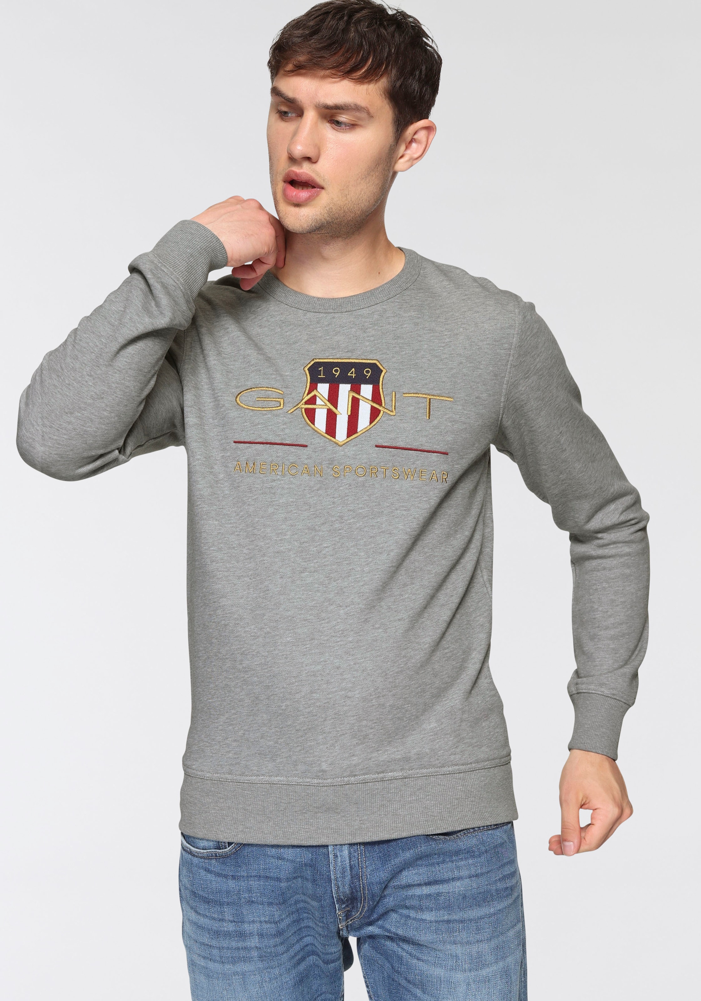 Gant Sweatshirt »ARCHIVE SHIELD C-NECK«, mit geripptem Rundhalsausschnitt