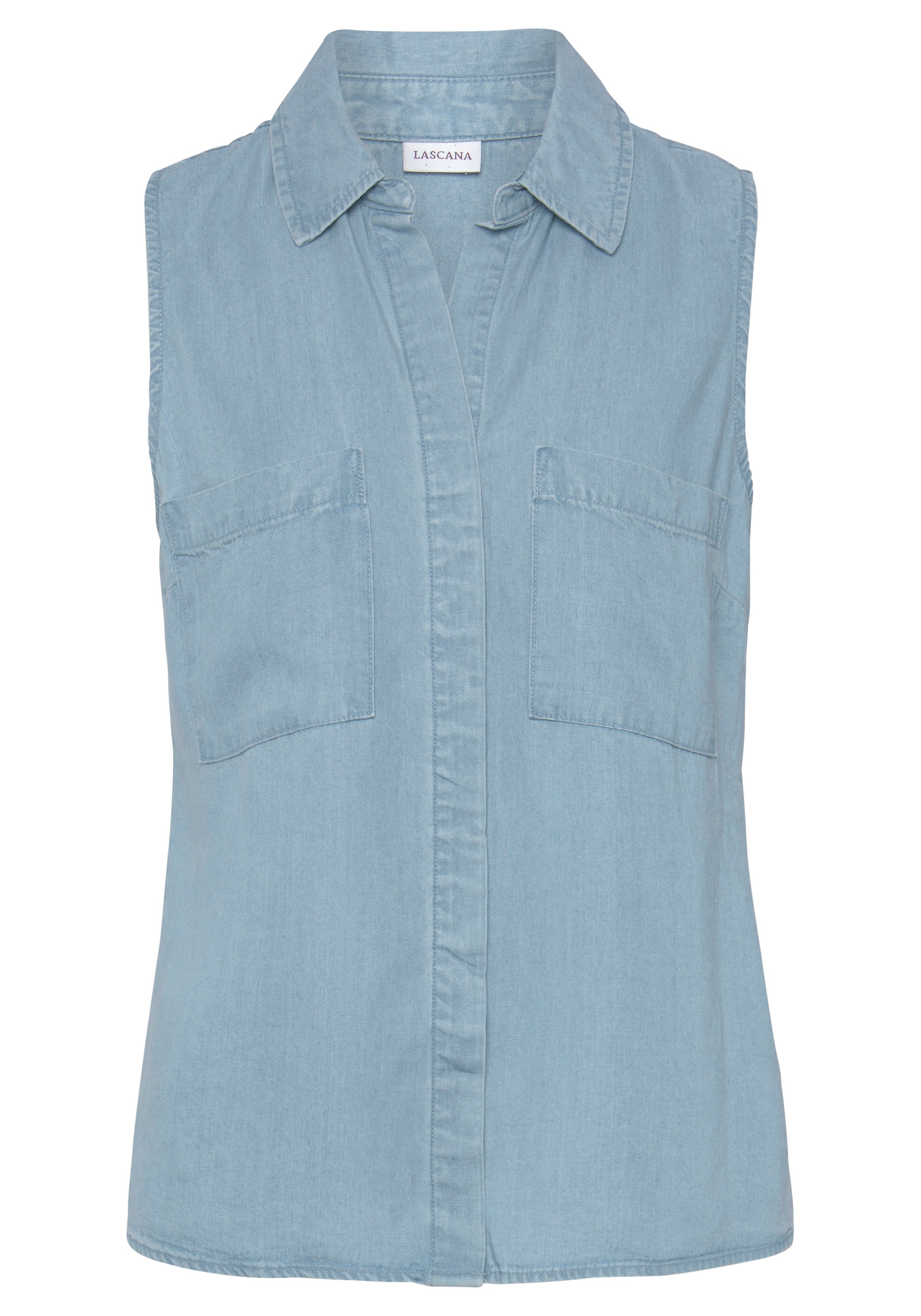 LASCANA Jeansbluse, ohne Ärmel
