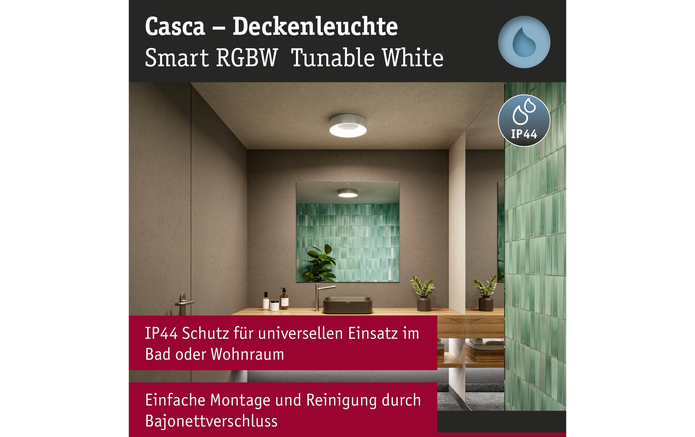 Paulmann Deckenleuchte »Deckenleuchte Casca IP44, Alu matt« LED-Modul RGB | warmweiss - kaltweiss