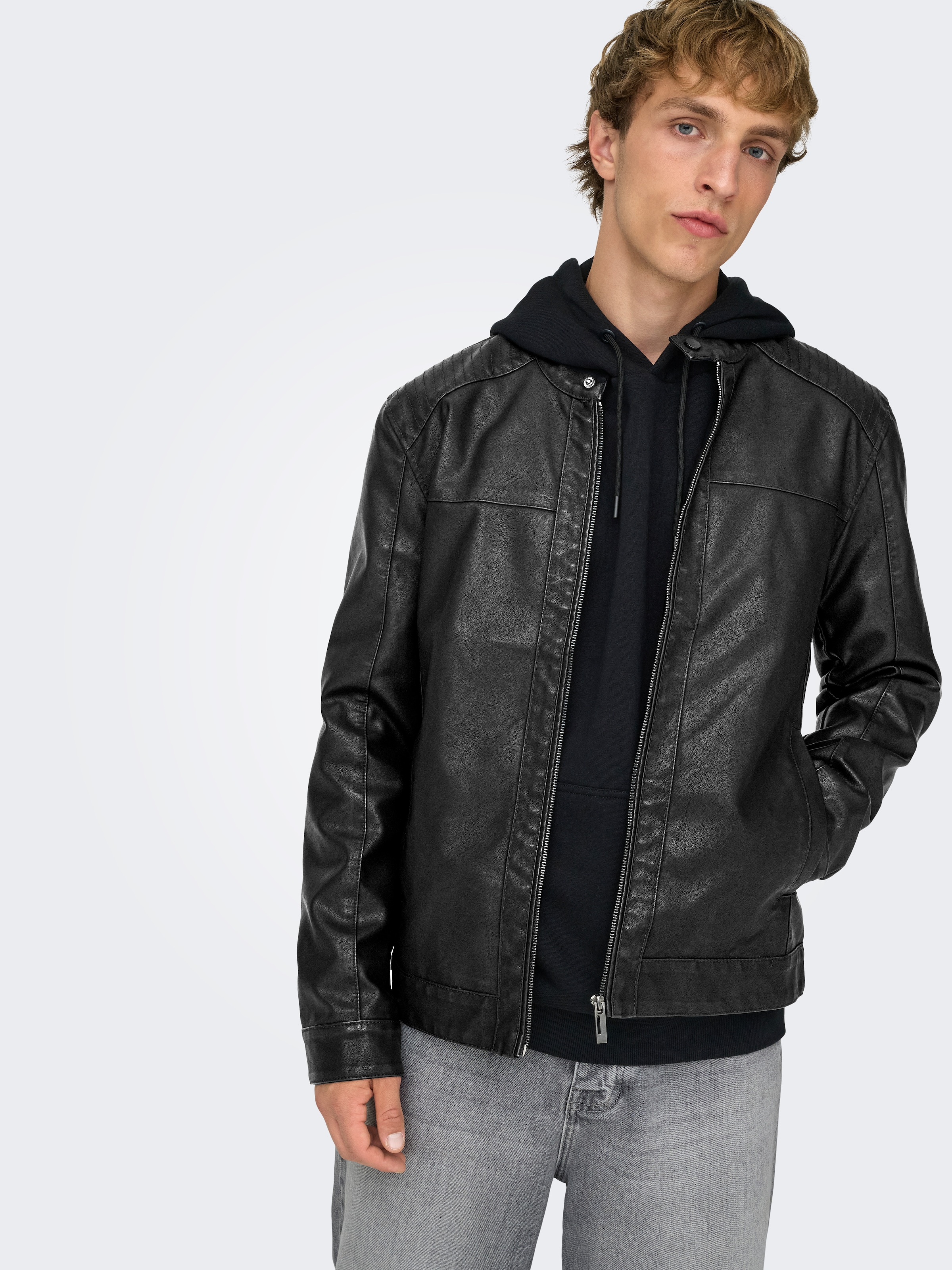 ONLY & SONS Veste de motard »MIKE PU RACER JACKET« ohne Kapuze