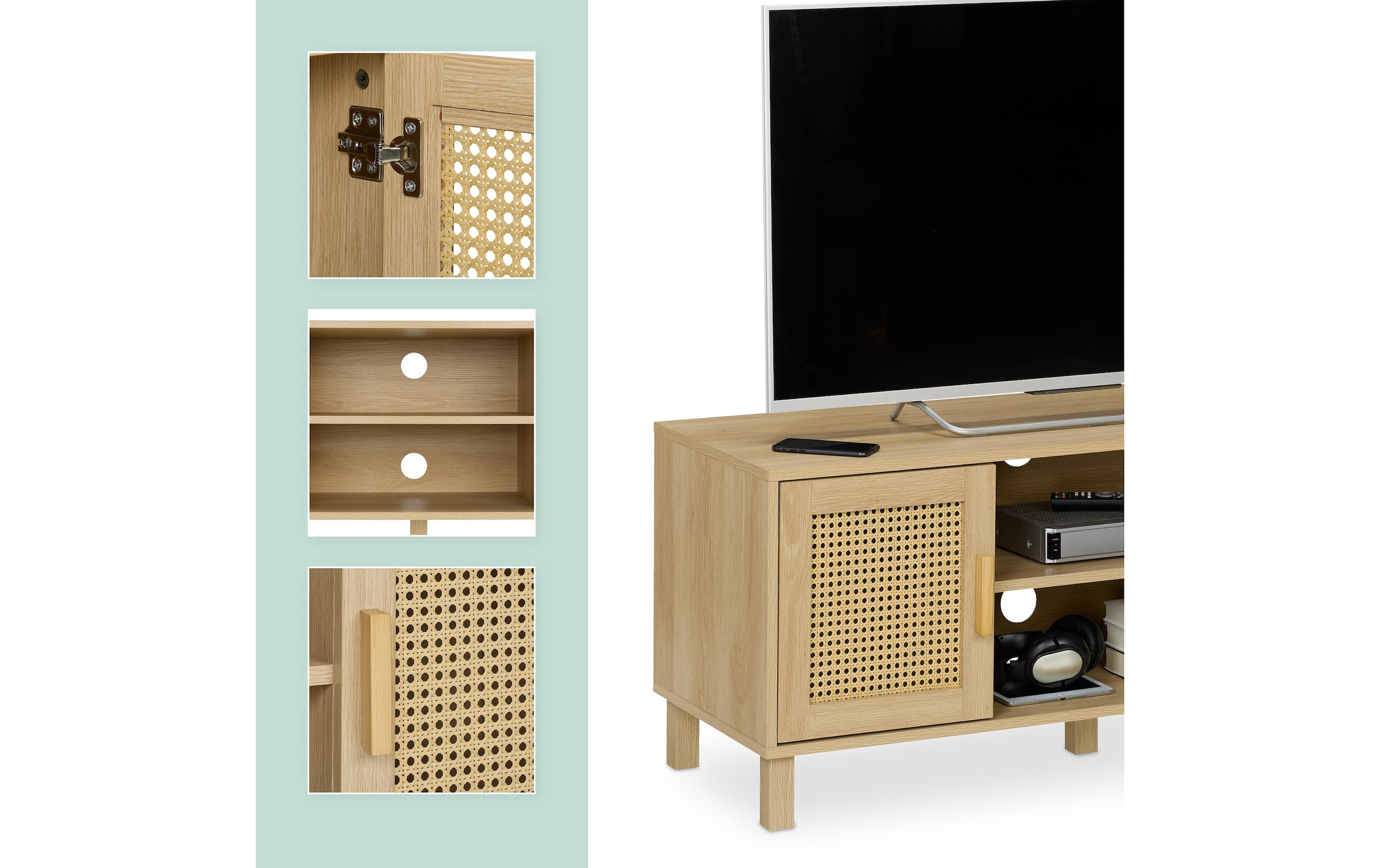 relaxdays TV-Board »115 x 40 cm Hellbraun«